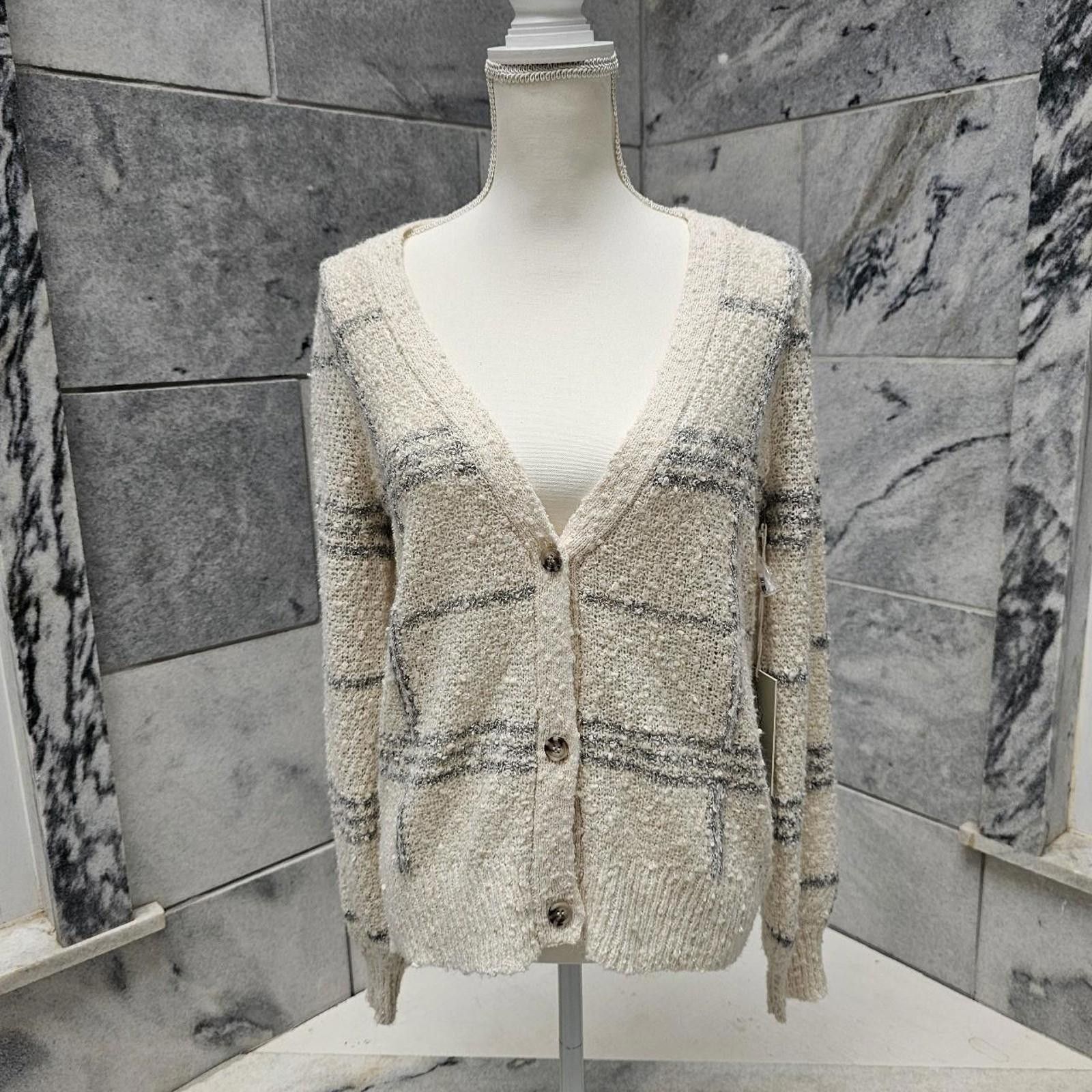 Jones New York Joie Women's Grey and Cream Cardigan Size M / US 6-8 / IT 42-44 - 1 Thumbnail