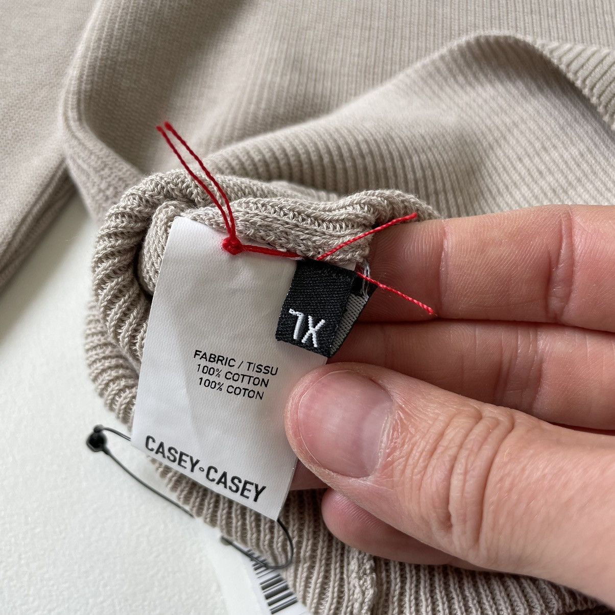 Casey Casey Beige ‘Rib Stitch’ Knit Cotton Sweater Size US XL / EU 56 / 4 - 12 Thumbnail
