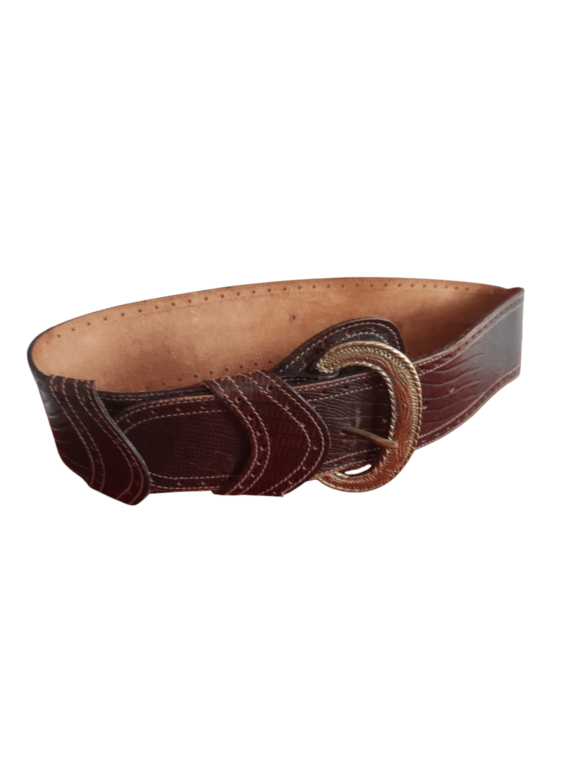 Genuine Leather Il Cinturaio Western Leather Belt Brass Buckle Made in Italy Size ONE SIZE - 15 Thumbnail