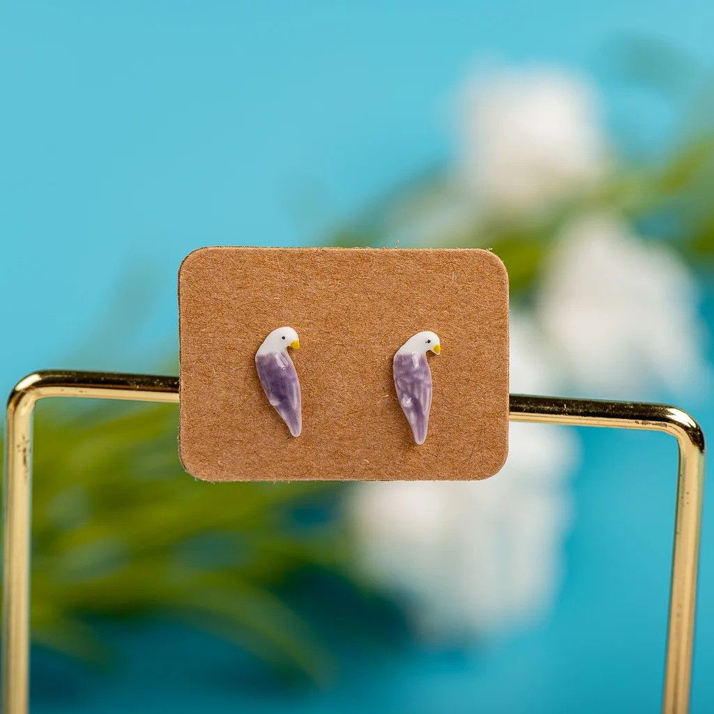 Jewelry Small Bird Stud Earrings Ceramic Ear Gift For Her Size ONE SIZE - 1 Preview
