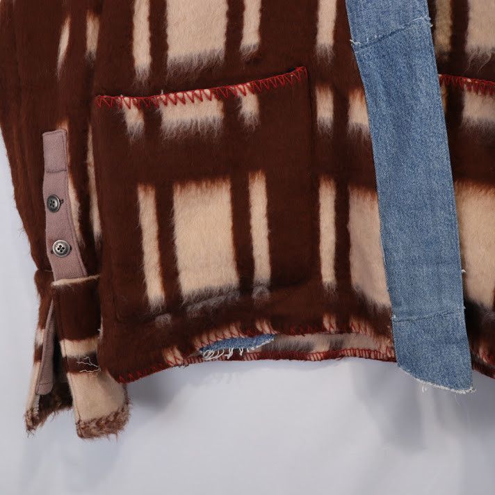 Greg Lauren o1rshd1 Vintage Blanket Gl1 Checked Wool Cardigan In Brown Size US M / EU 48-50 / 2 - 5 Thumbnail