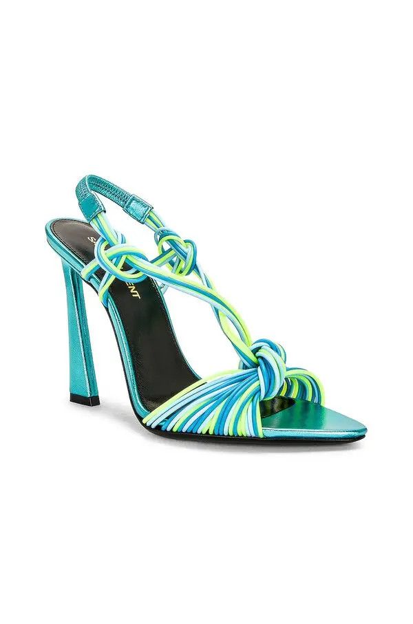 Saint Laurent Paris o1tp1o1224 Pool Sandals In Tpu And Metallized in Teal Size US 7 / IT 37 - 3 Thumbnail