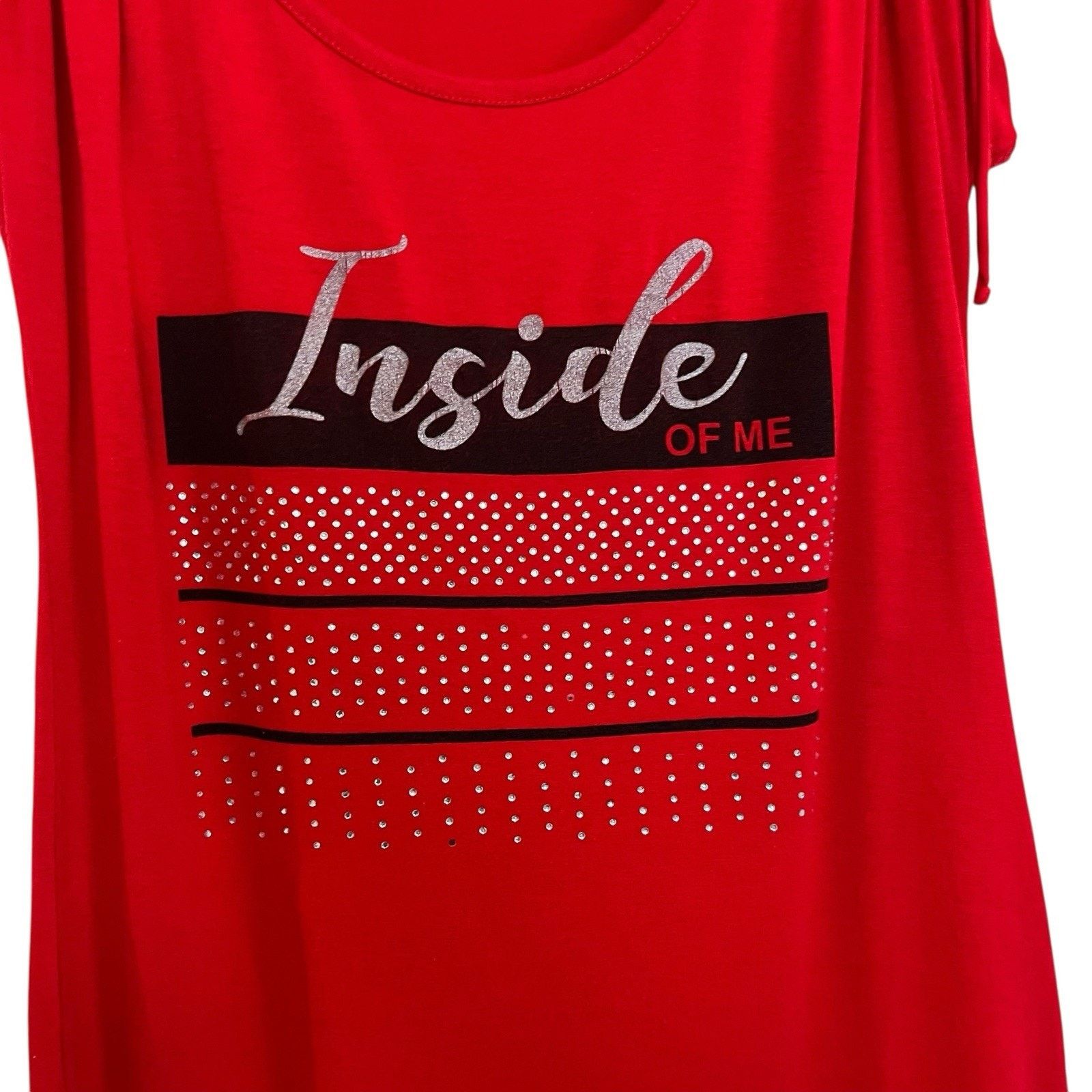 Vintage Urbi Red Jeweled Inside Of Me Y2K Top Large Rave Mall Goth Size L / US 10 / IT 46 - 2 Thumbnail