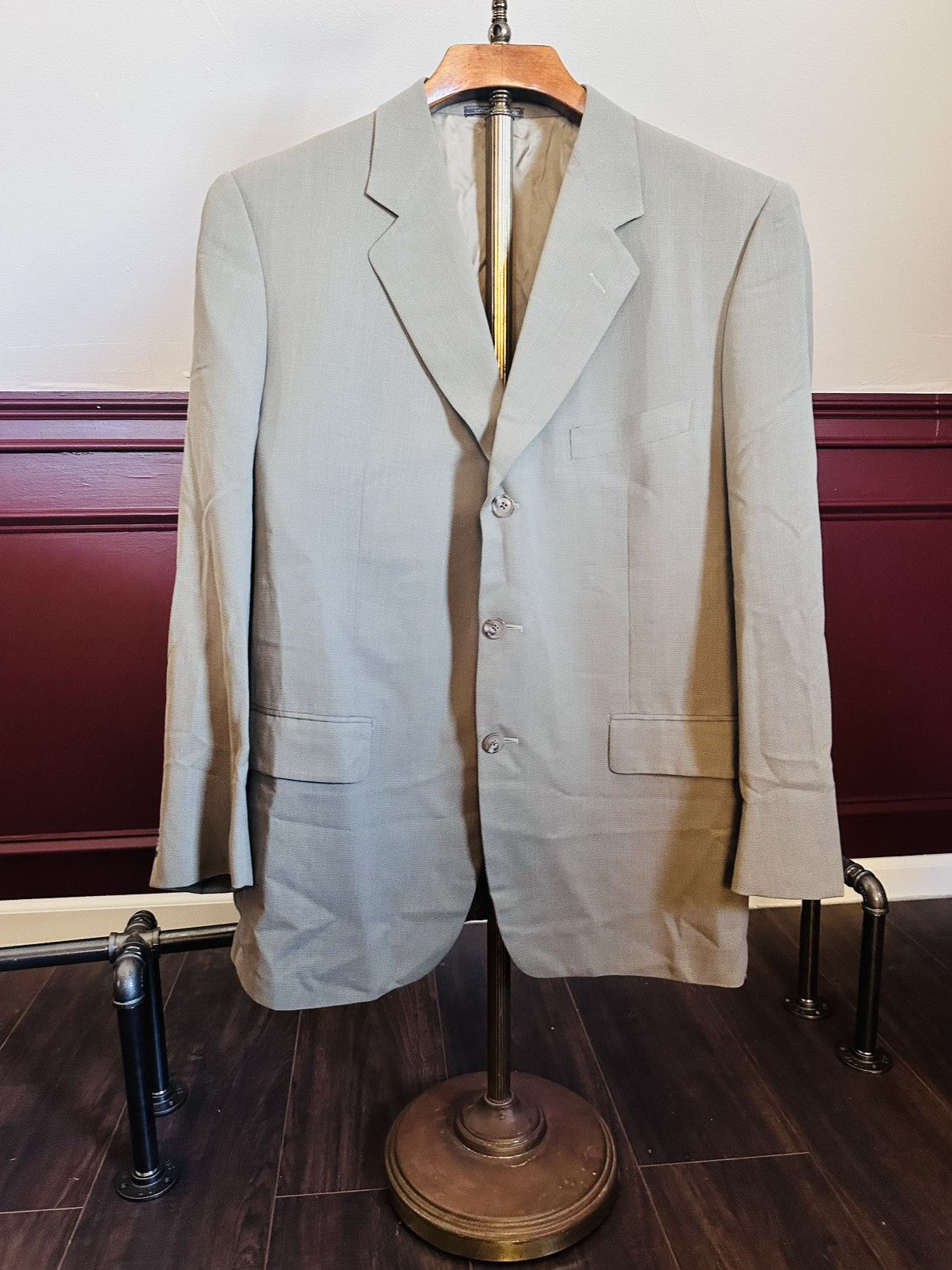 Corneliani SILK/VIRGIN WOOL knit gray/green jacket Italy Size 44R - 1 Thumbnail