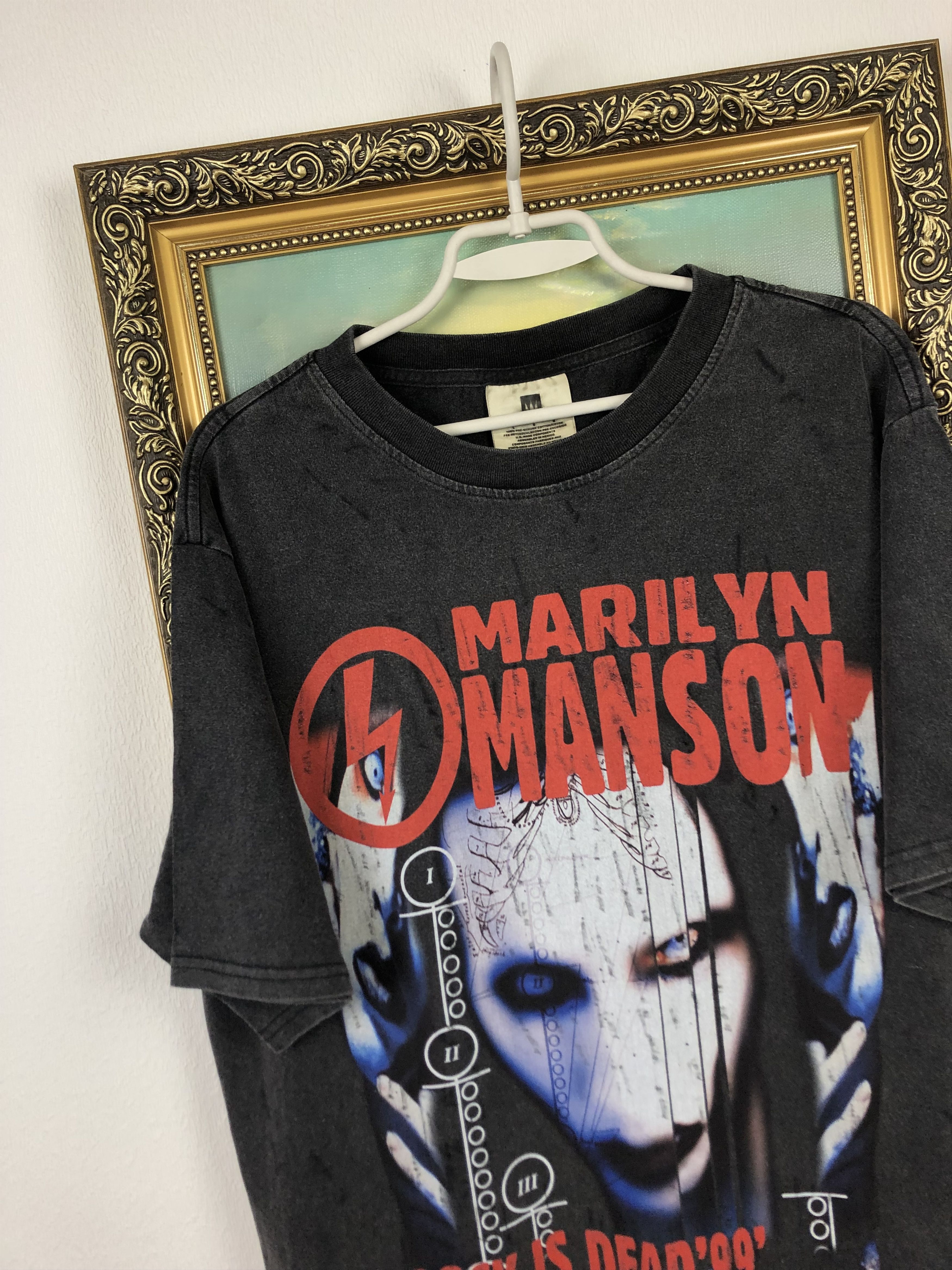 Band Tees Vintage 90's Marilyn Manson Rock Is Dead Band Tee Shirt Rare Size US L / EU 52-54 / 3 - 3 Thumbnail