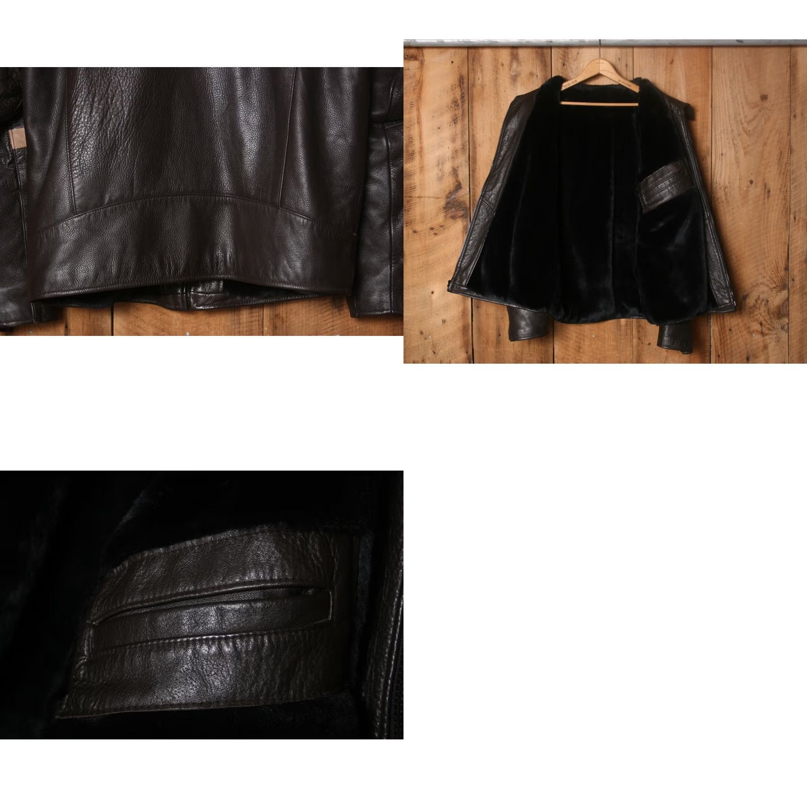 Vintage VINTAGE Leather Jacket Mens XL Brown Faux Fur Lining Zip Biker Style Unknown Brand Size US XL / EU 56 / 4 - 8 Thumbnail