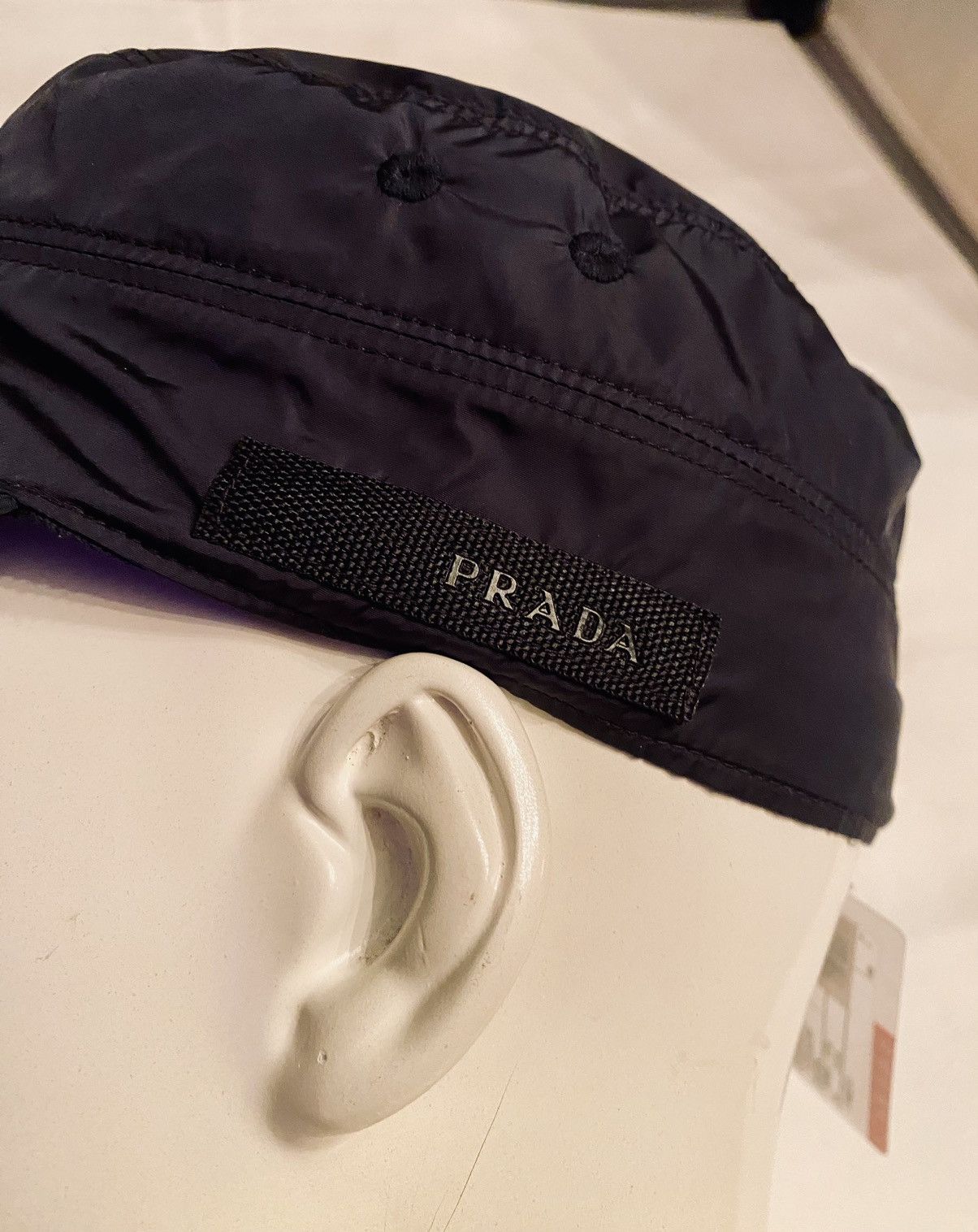 Prada Prada 🇮🇹 Blue Nylon Logo Techno Stripe Cadet Cap Vintage NWT Size ONE SIZE - 1 Thumbnail