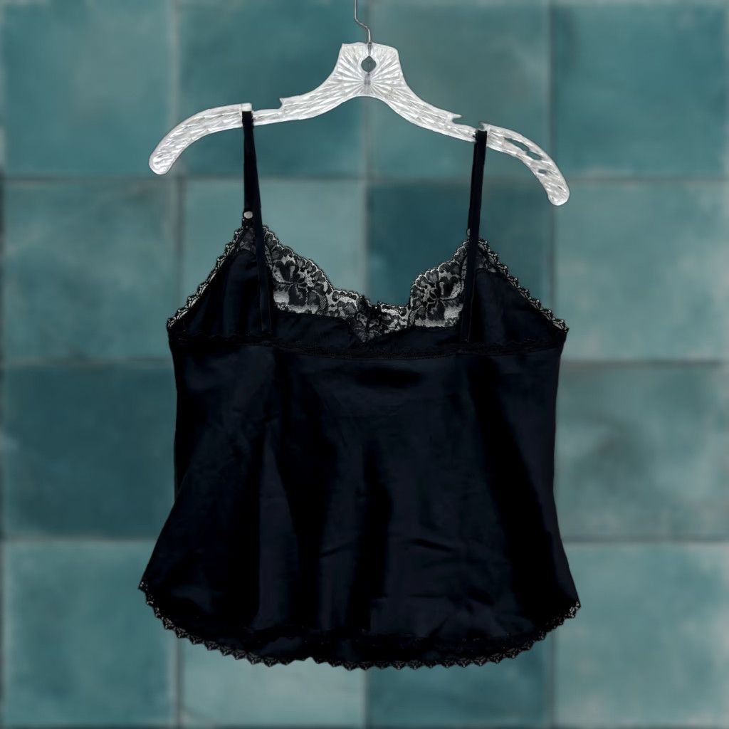 Vintage VINTAGE Maidenform Camisole Tank Top Black Satin Lace Medium 34 Women’s M Size M / US 6-8 / IT 42-44 - 1 Thumbnail
