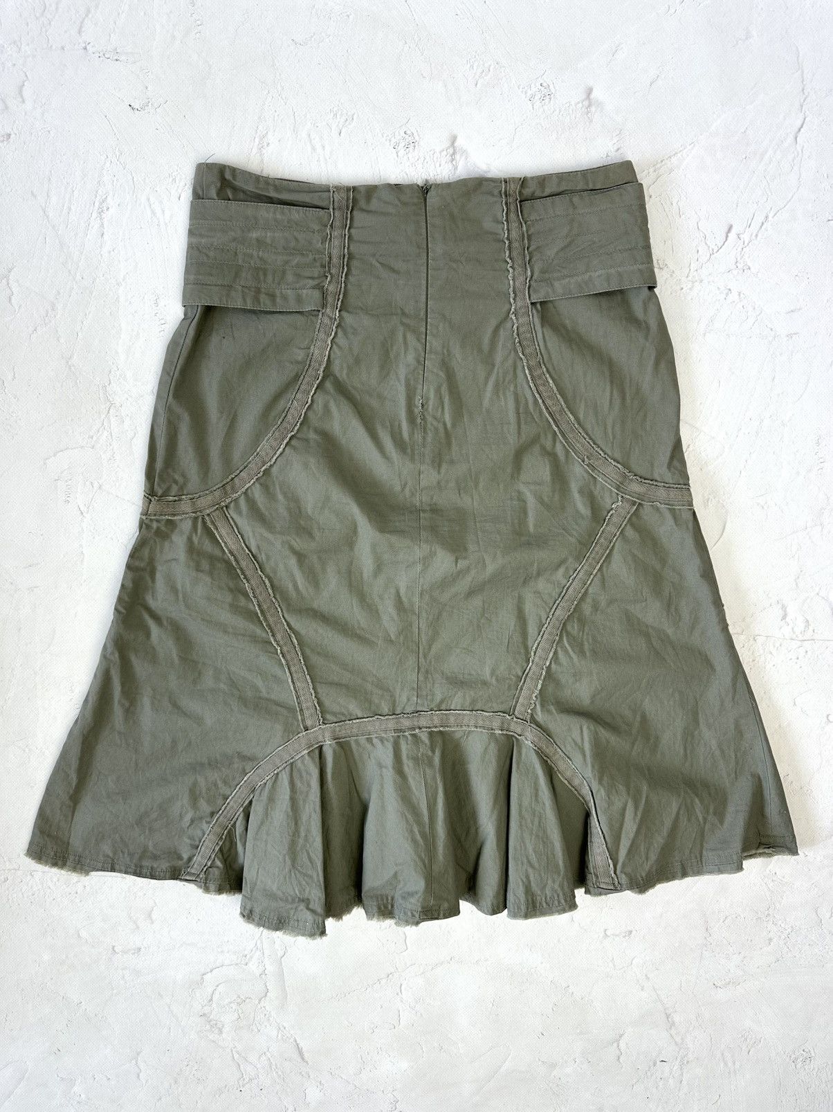 If Six Was Nine Vintage Asymmetrical Belt Khaki Skirt Size 27" / US 4 / IT 40 - 5 Thumbnail