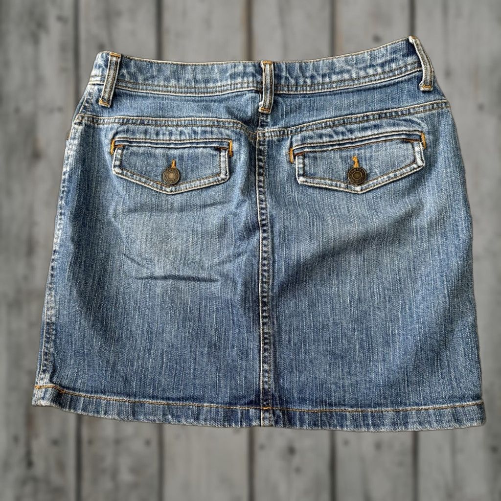 Vintage New York & Company Denim Skirt Womens Size 2 Blue Jean Mini Short Pockets Stretch, Machine Washable, Cotton Spandex, Casual Travel Size 26" / US 2 / IT 38 - 1 Thumbnail