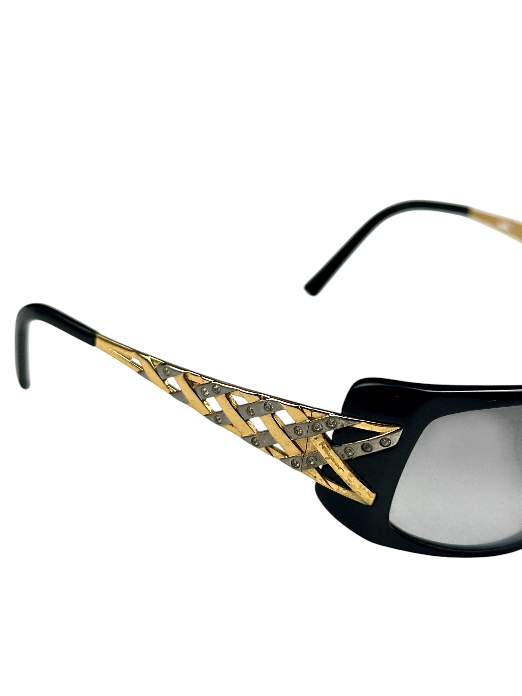 Salvatore Ferragamo Salvatore Ferragamo Swarovski Weaving Frame Sunglasses Size ONE SIZE - 5 Thumbnail