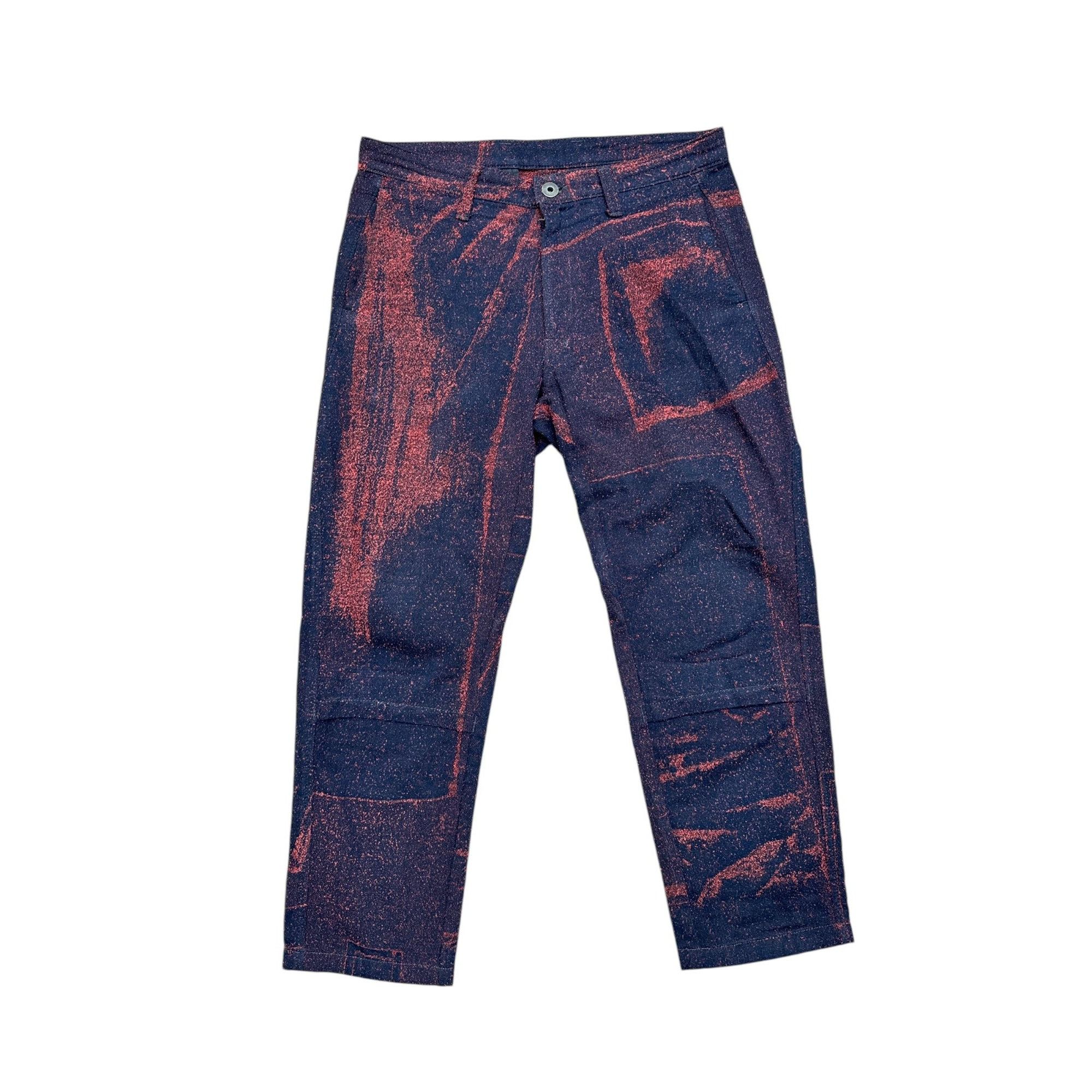 Issey Miyake Red Black Jacquared Graphic Trousers Size US 33 - 1 Thumbnail