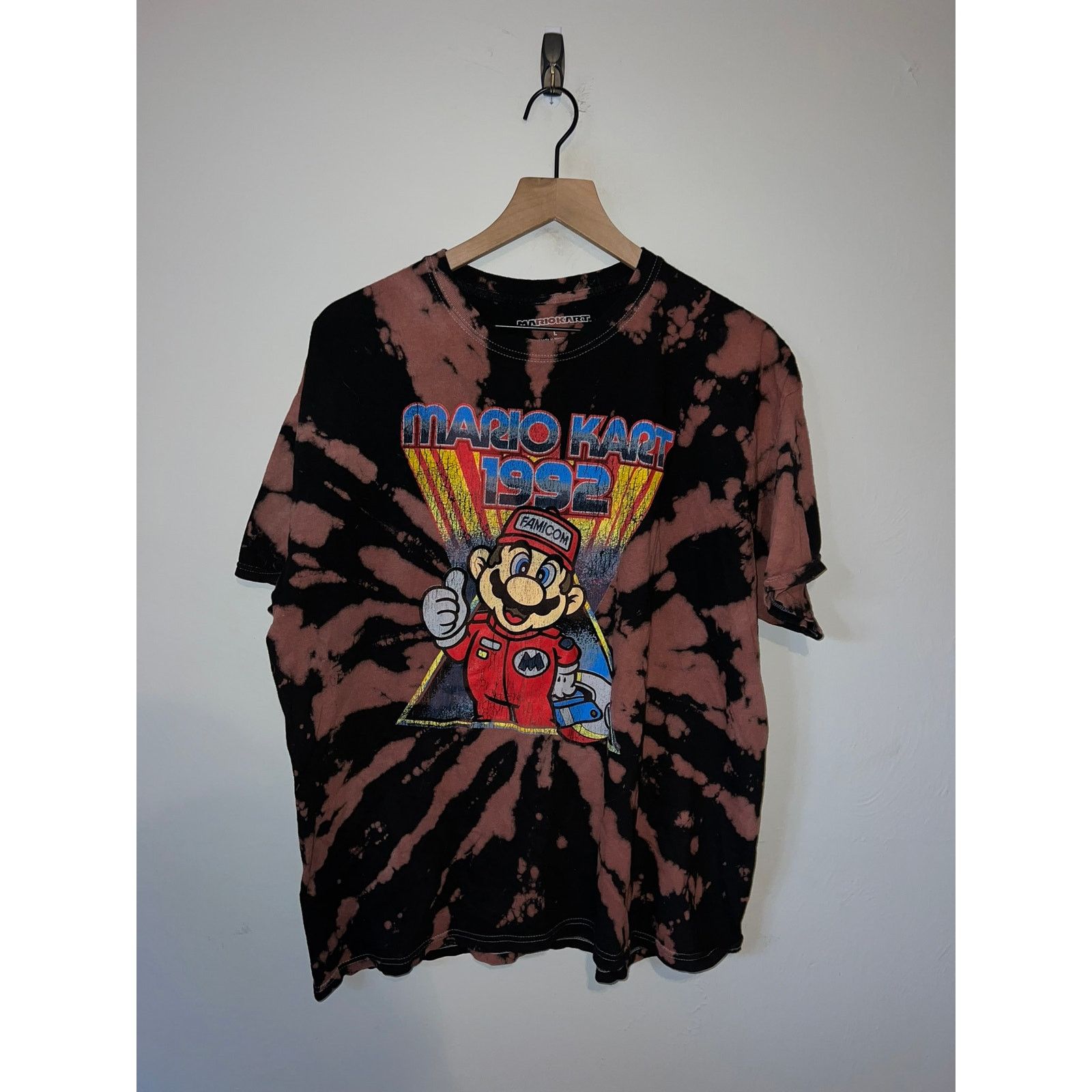 Mario Bruni Mariokart Mario Kart Super Nintendo Bleached Black Shirt L ...