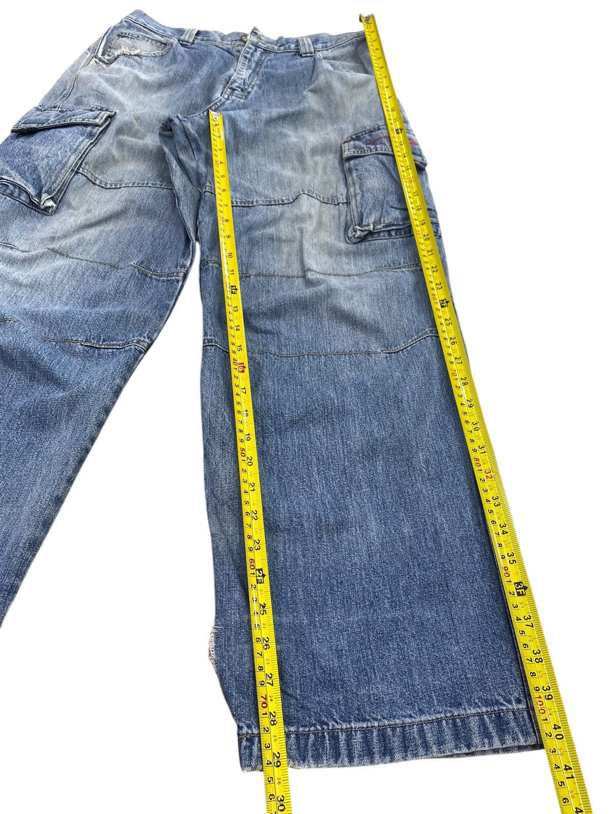 Other Diko Japanese Brand Blue Faded Wash Style Cargo Jeans Size US 31 - 12 Thumbnail