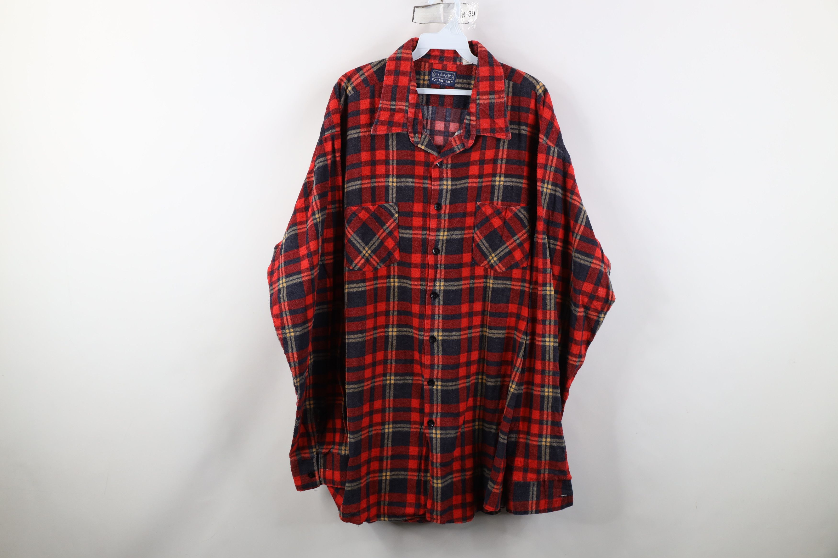 Vintage Vintage 70s Streetwear Collared Button Shirt Red Plaid Size US XXL / EU 58 / 5 - 1 Thumbnail