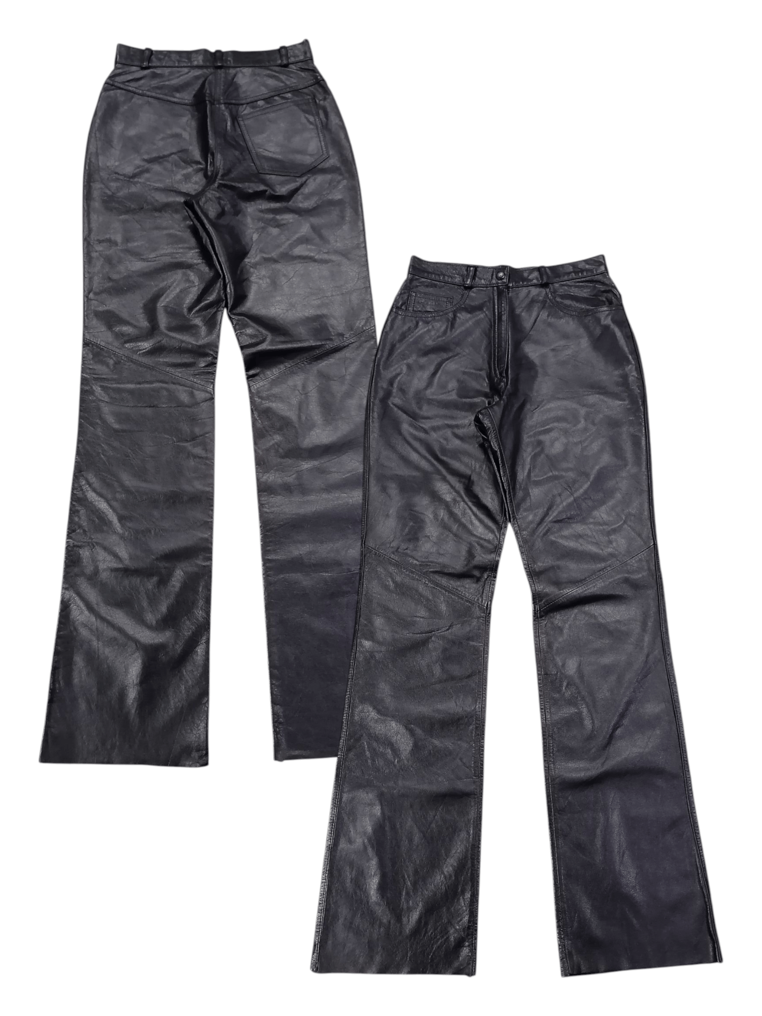 Designer × Genuine Leather × Vintage Flare K.R Pure Leather Black Pants Size 25" / US 0 / IT 36 - 1 Thumbnail