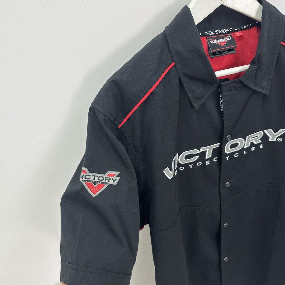 Vintage Vintage 00s Victory Motorcycle USA shirt button y2k hype og Size US L / EU 52-54 / 3 - 5 Thumbnail