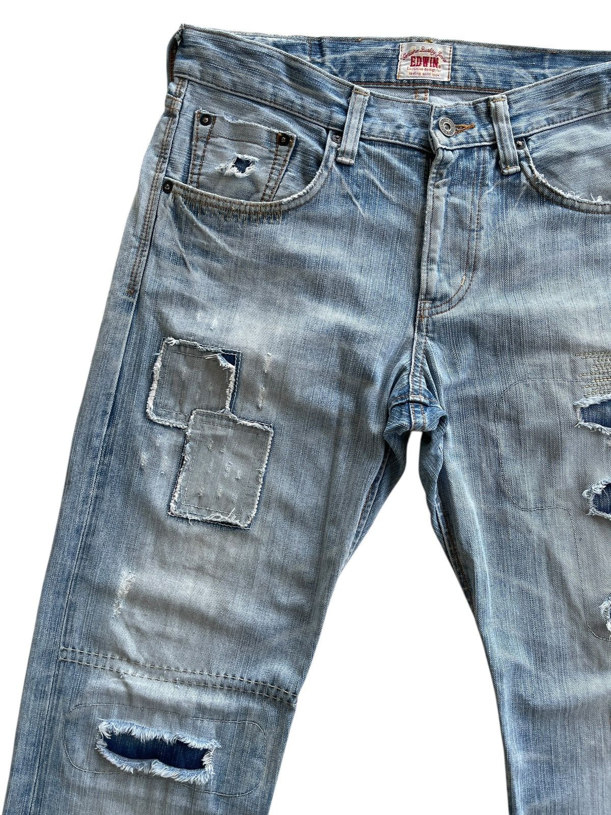 Vintage Vintage Edwin EV Distressed Patchwork Denim Size US 33 - 4 Thumbnail