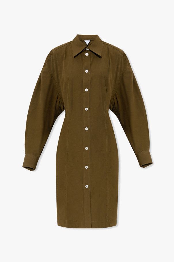 Bottega Veneta o1n1vont1224 Compact Cotton Dress in Khaki Size XS / US 0-2 / IT 36-38 - 2 Thumbnail