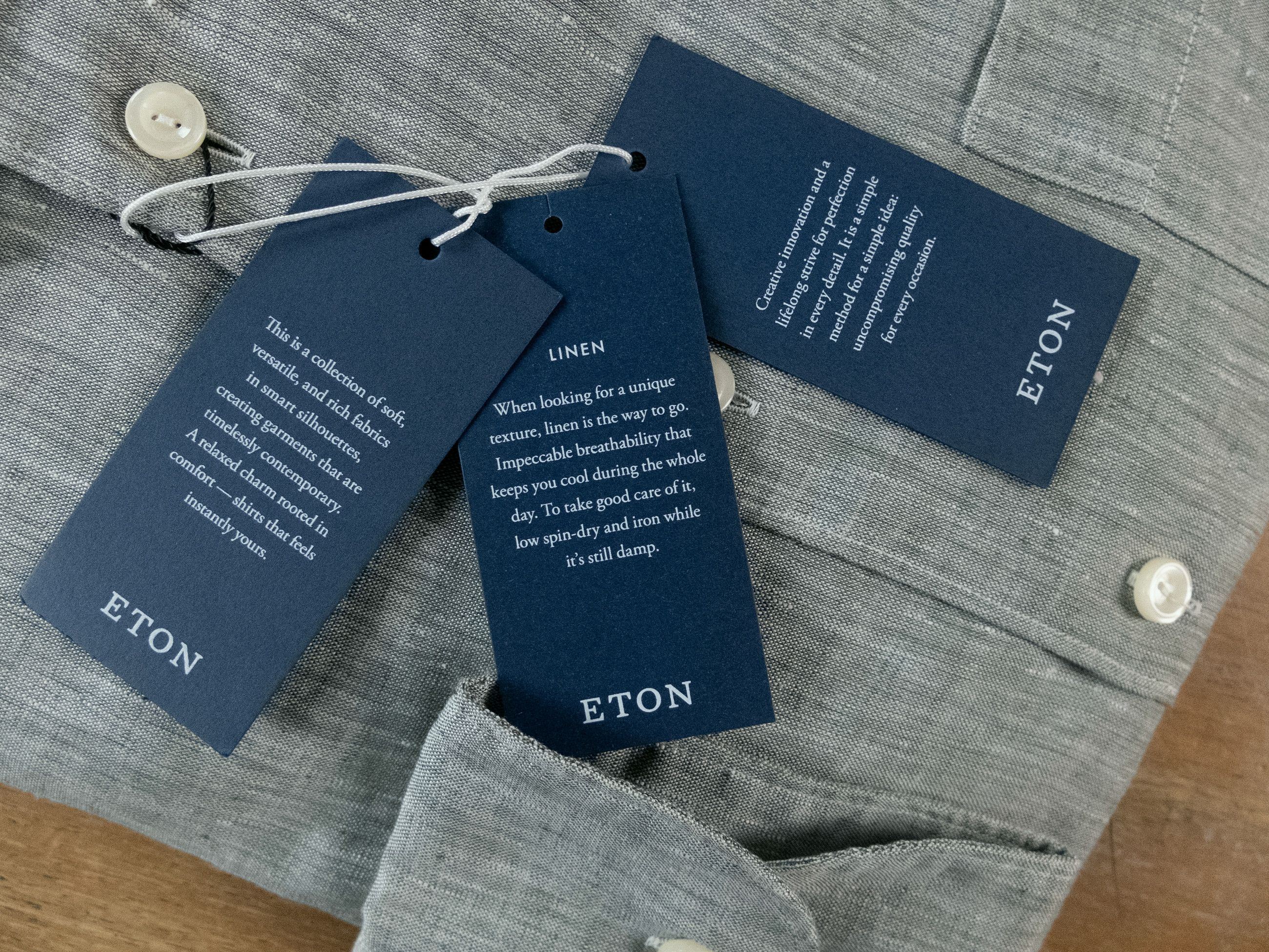 Eton ETON of Sweden contemporary fit green gray linen shirt Large Size US L / EU 52-54 / 3 - 5 Thumbnail