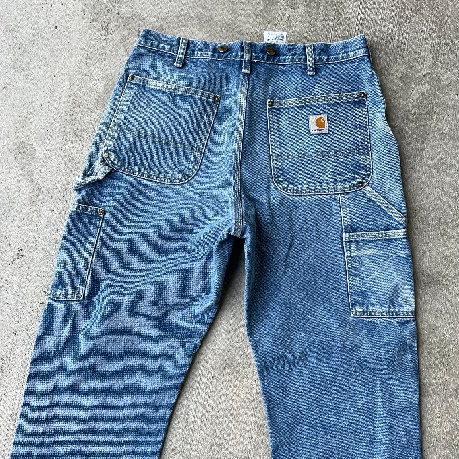 Carhartt × Vintage Carhartt faded blue denim double knee jeans work wear pants Size US 31 - 6 Thumbnail