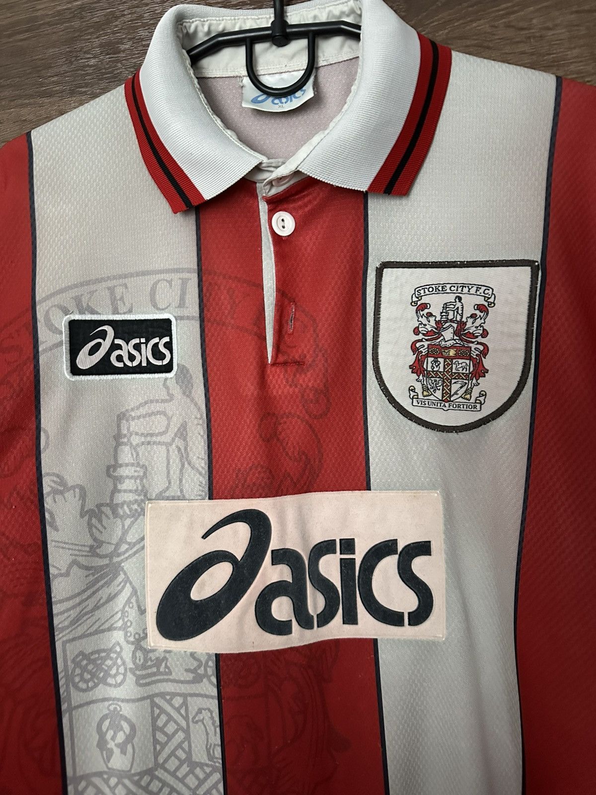 Asics 1996/1997 Stoke City Asics Vintage Soccer Jersey T-Shirt Kit Size US XL / EU 56 / 4 - 5 Thumbnail