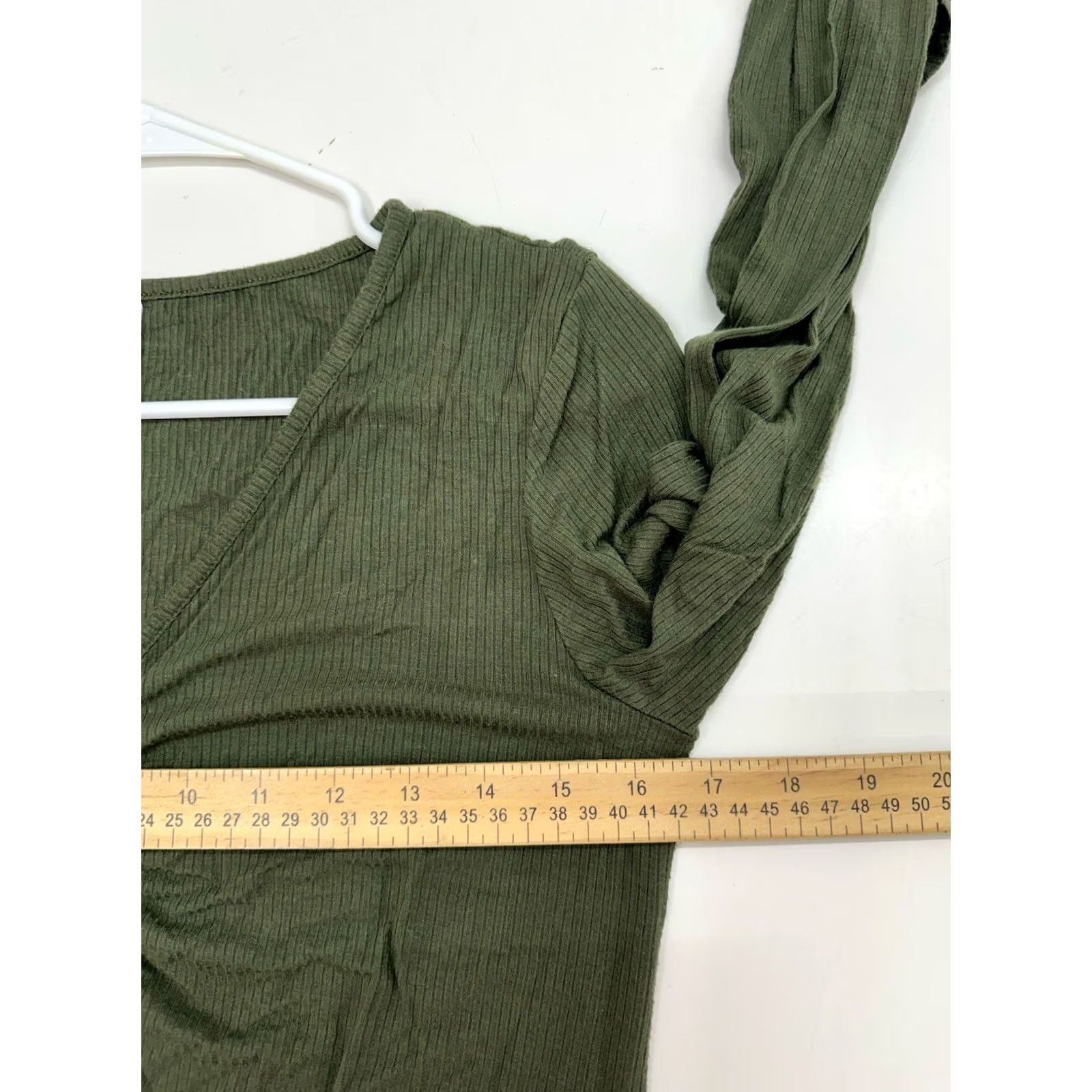 Vintage Love Charm Womens Shirt Green Ribbed Long Sleeve Button-Up V-Neck XL Size L / US 10 / IT 46 - 7 Thumbnail
