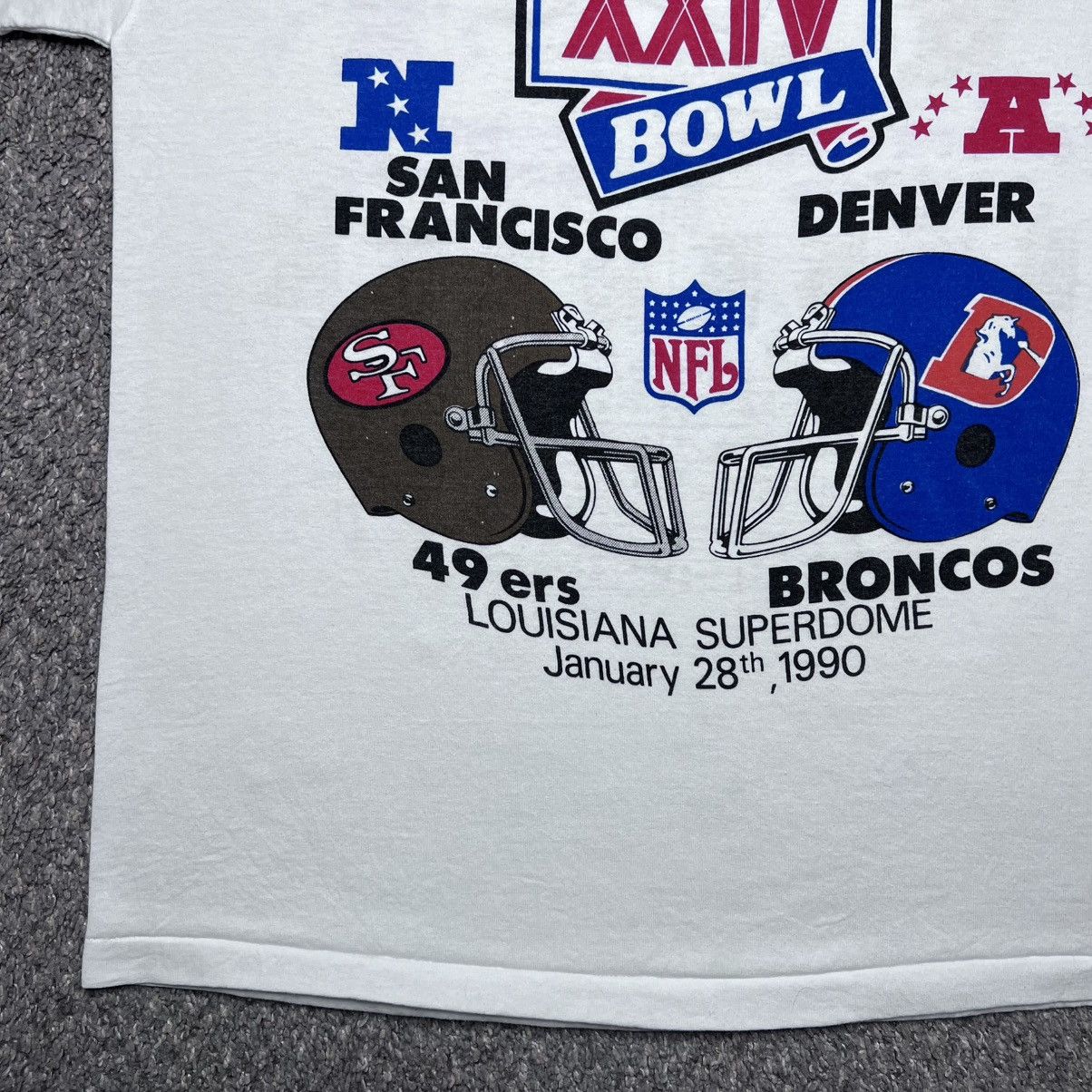 NFL Vtg 1990 NFL Super Bowl 49ers Broncos Championship T-Shirt Size US L / EU 52-54 / 3 - 8 Thumbnail