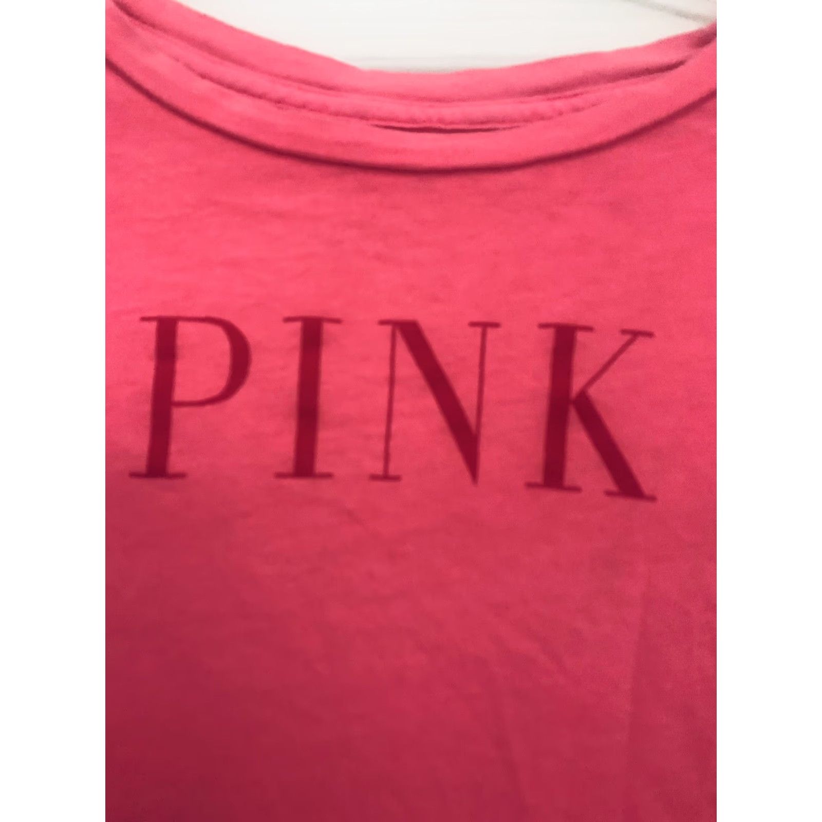 Pinko PINK Crop-Top T-Shirt Small PINK-by-Victorias-Secret Shirt Womens Regular Small Pink Logo Cropped Short Sleeve Knit 100% Cotton VINTAGE No Model: Logo Size S / US 4 / IT 40 - 2 Thumbnail