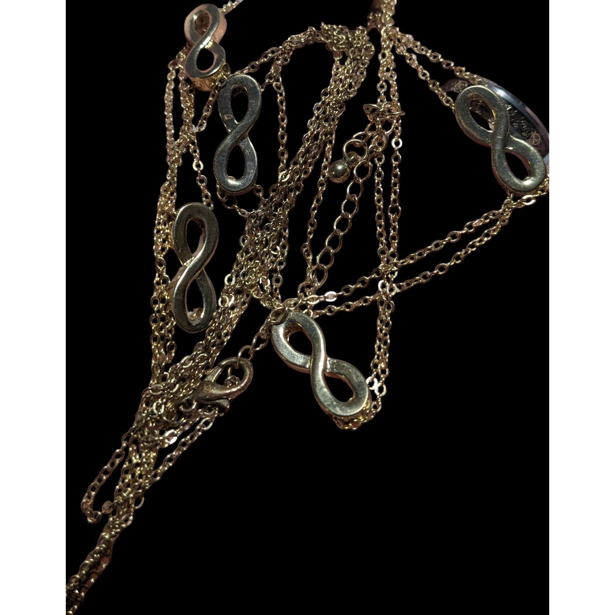 Other Gold Multi-Strand Long Necklace With Infinity Symbol Accents Size ONE SIZE - 4 Thumbnail