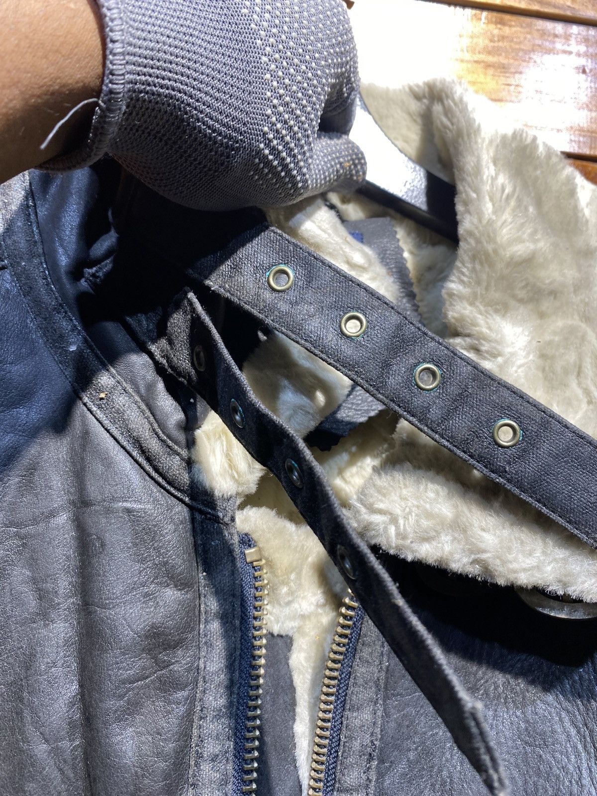 Vintage Vintage Famock XY-306 Black Shearling Aviator Jacket Size US L / EU 52-54 / 3 - 8 Thumbnail