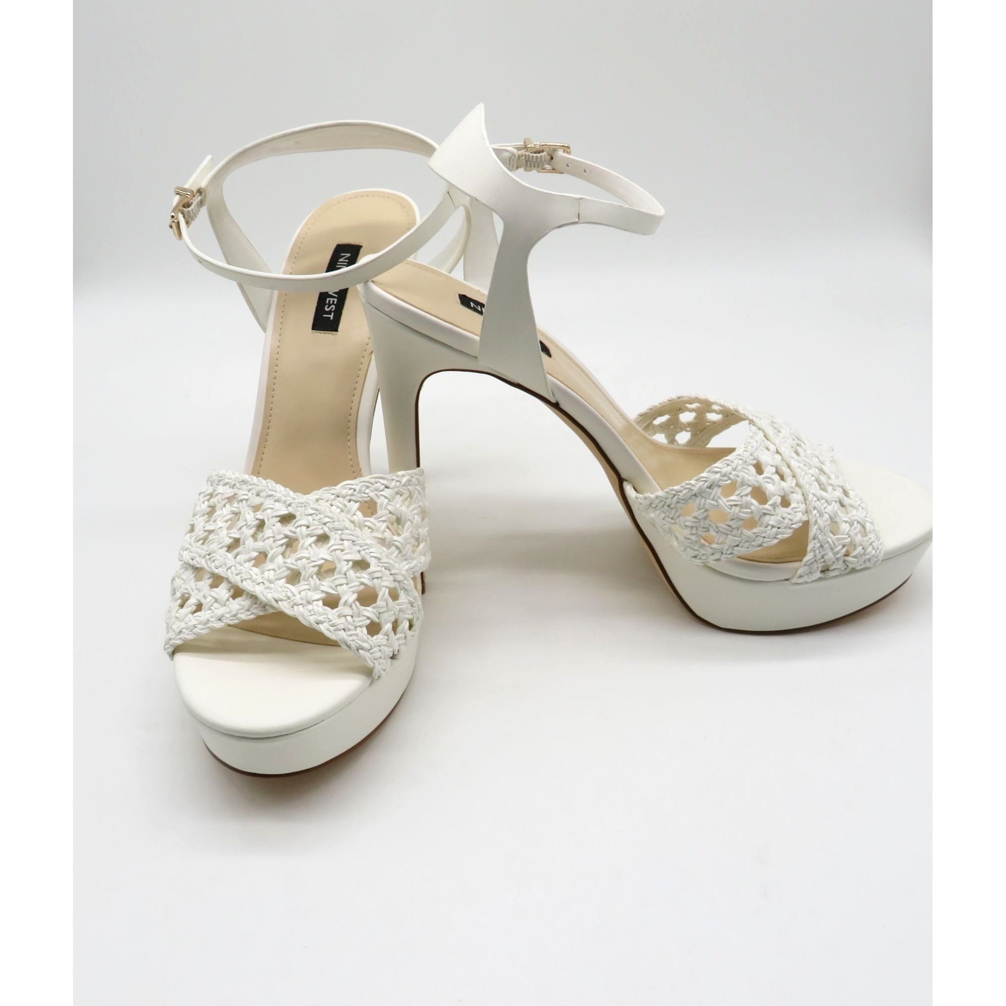 Nine West Nine West Grecia2 White Woven Ankle Strap High Heel Sandals Size US 10 / IT 40 - 4 Thumbnail