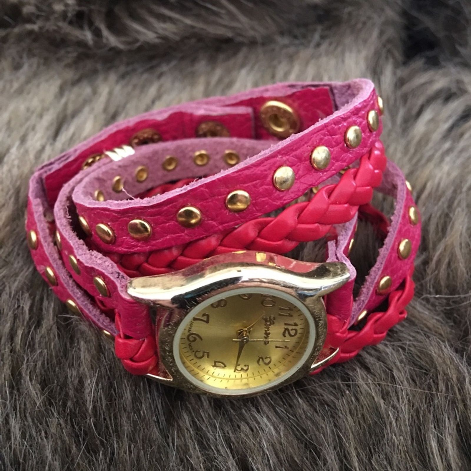 Geneva Geneva red braided leather wrap bracelet watch Size ONE SIZE - 5 Thumbnail