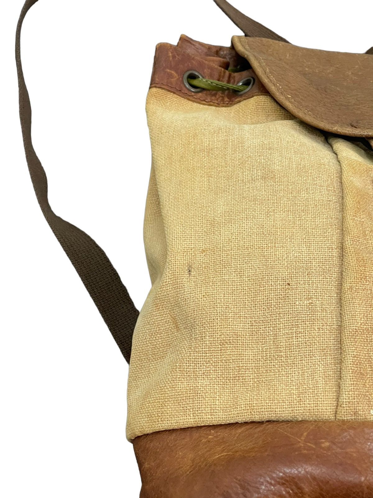 Genuine Leather Leather Linen Backpack Vtg Unknown Japan Bag 2🟩 Size ONE SIZE - 6 Thumbnail