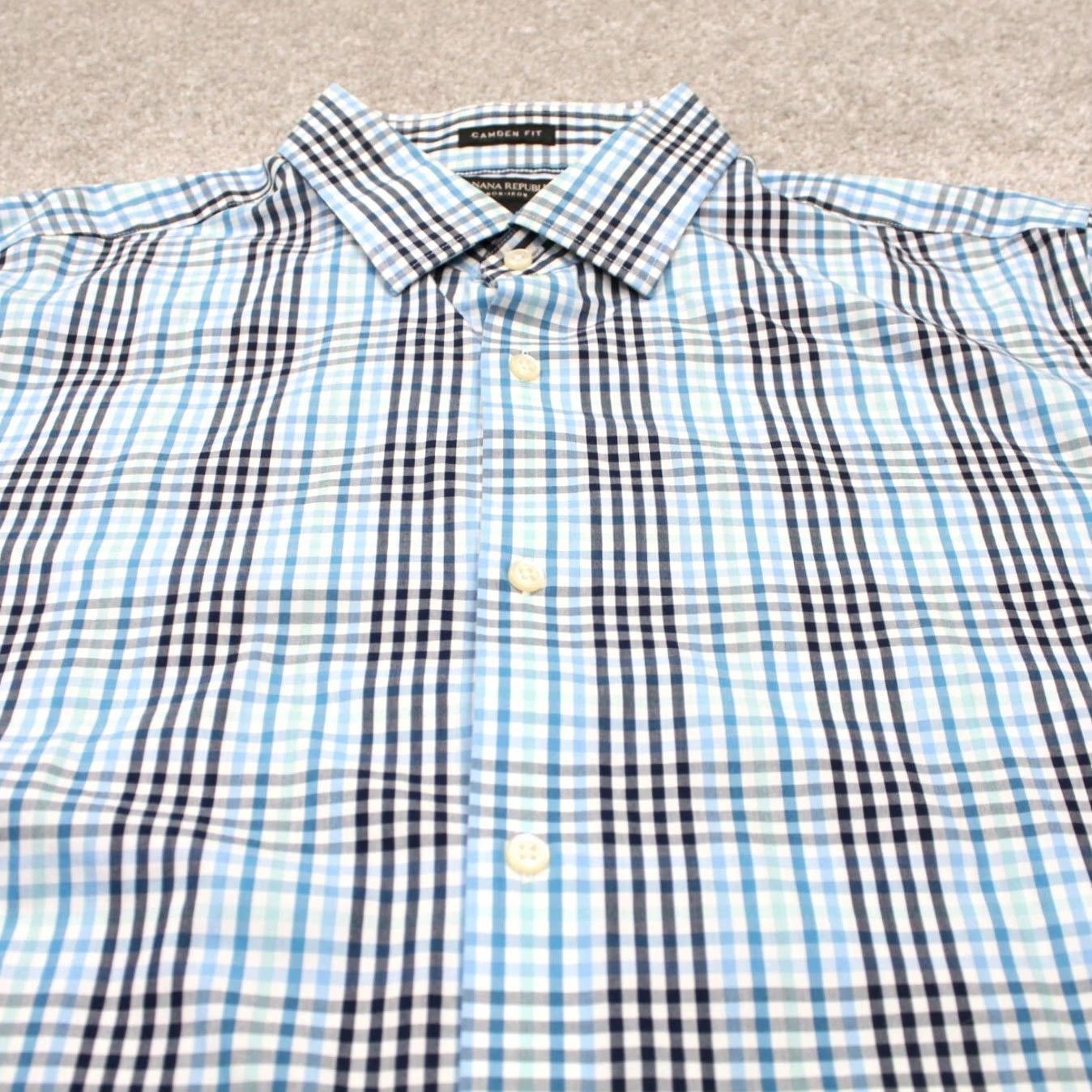 Banana Republic Banana Republic Shirt Mens XL Blue Camden Fit Non-Iron Cotton Long Sleeve Button Up Shirt-Blue White Plaid Size US XL / EU 56 / 4 - 4 Thumbnail