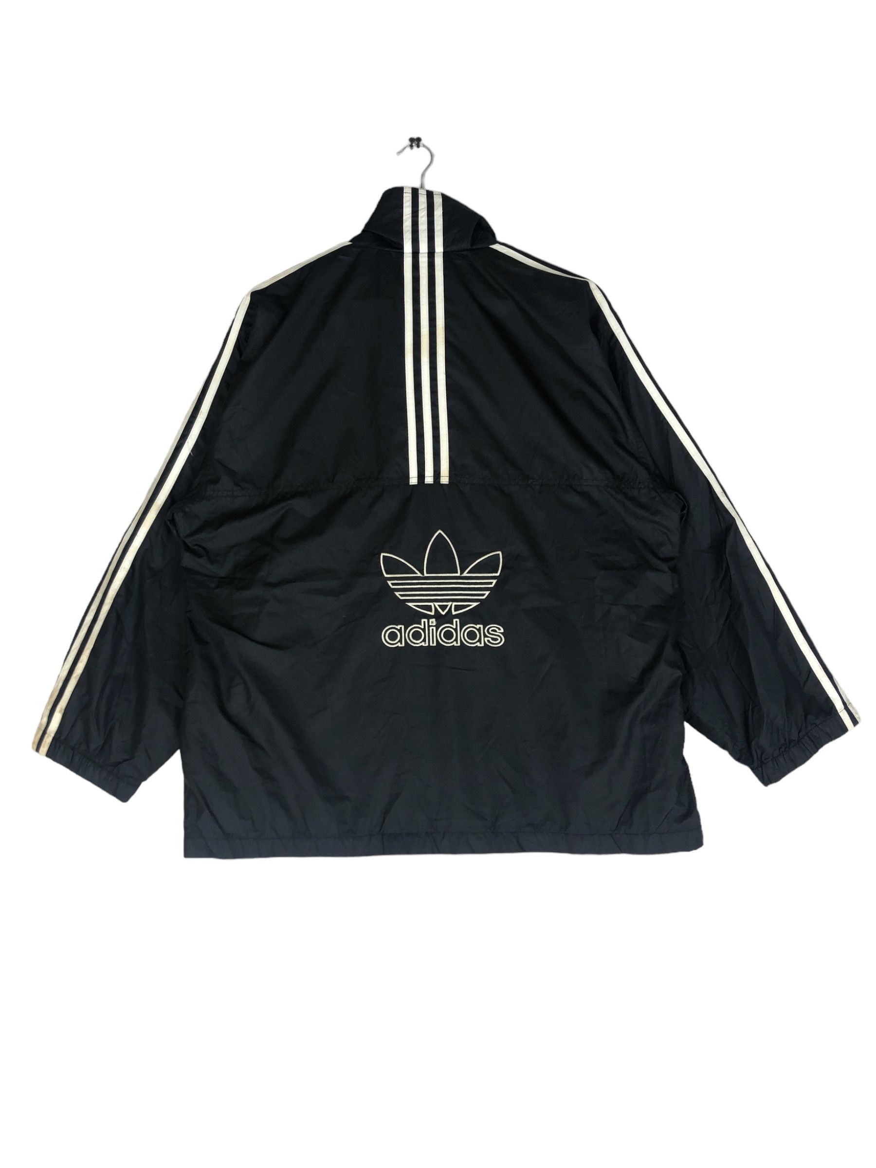 Vtg Adidas Zipper Jacket XLarge 90s Adidas Black Windbreaker