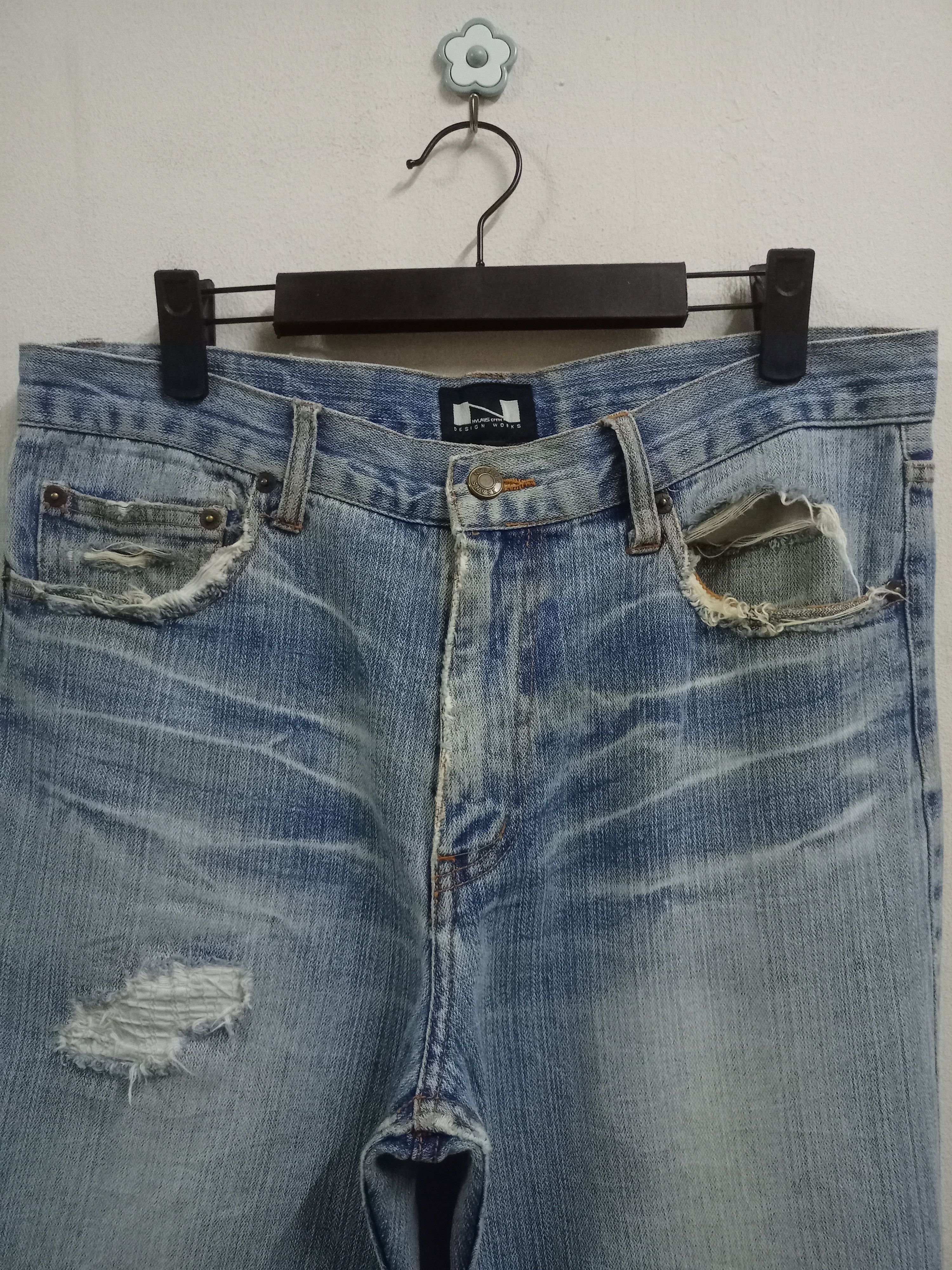 Japanese Brand Vintage Japanese Brand Blue Wash Patchwork Loose Jeans 33x33 Size US 33 - 4 Thumbnail