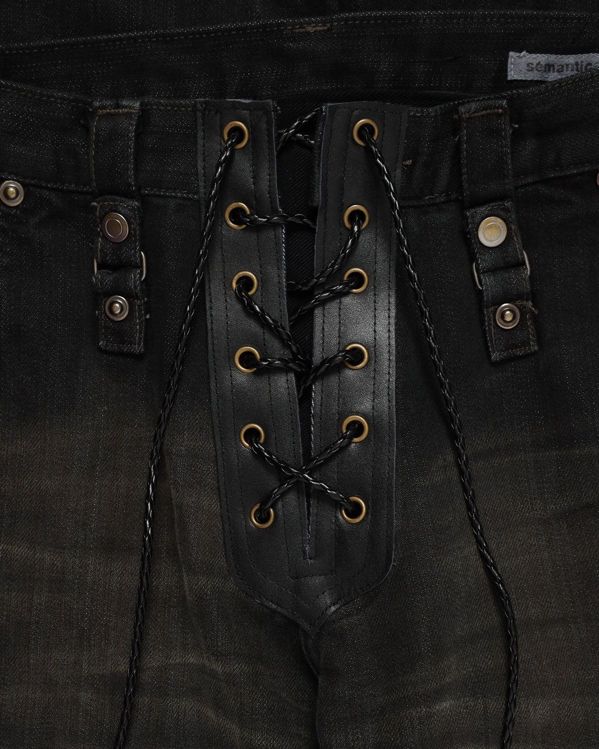 GOSTAR DE FUGA × Japanese Brand × Tornado Mart Semantic design lace up flare jeans Size US 26 / EU 42 - 3 Thumbnail