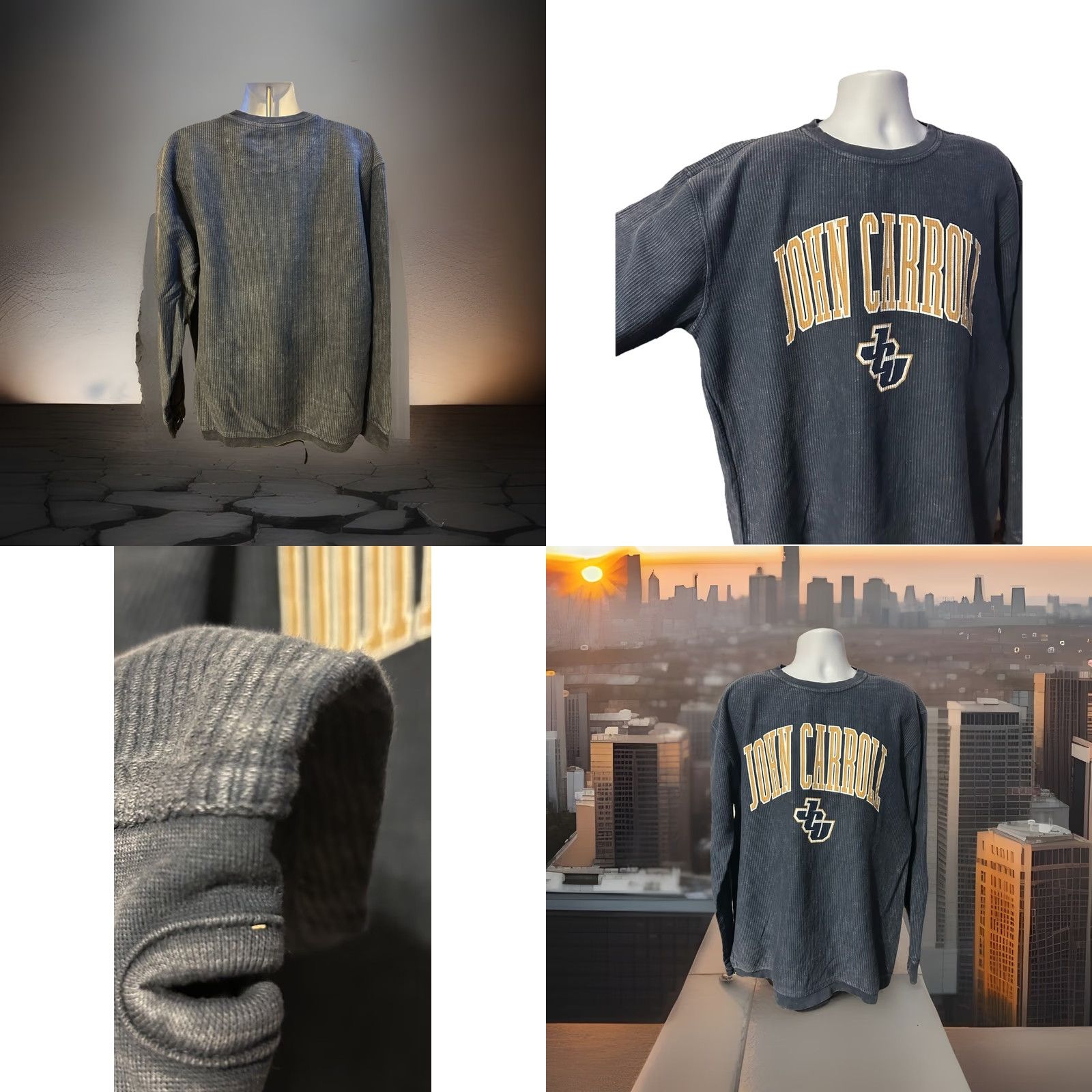 Vintage John Carroll University Pullover Ribbed Corduroy Sweatshirt Adult 2XL Navy Blue Size US XXL / EU 58 / 5 - 8 Thumbnail
