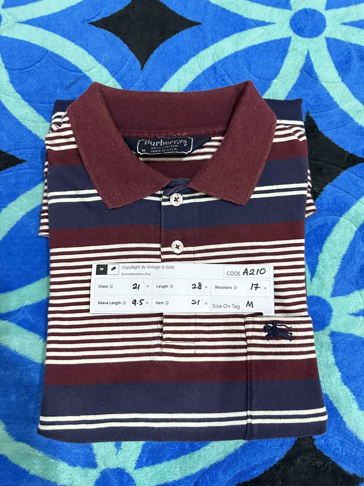 Burberry Vintage Burberry USA Stripe Single Stitch Polo A210 Size US M / EU 48-50 / 2 - 11 Thumbnail