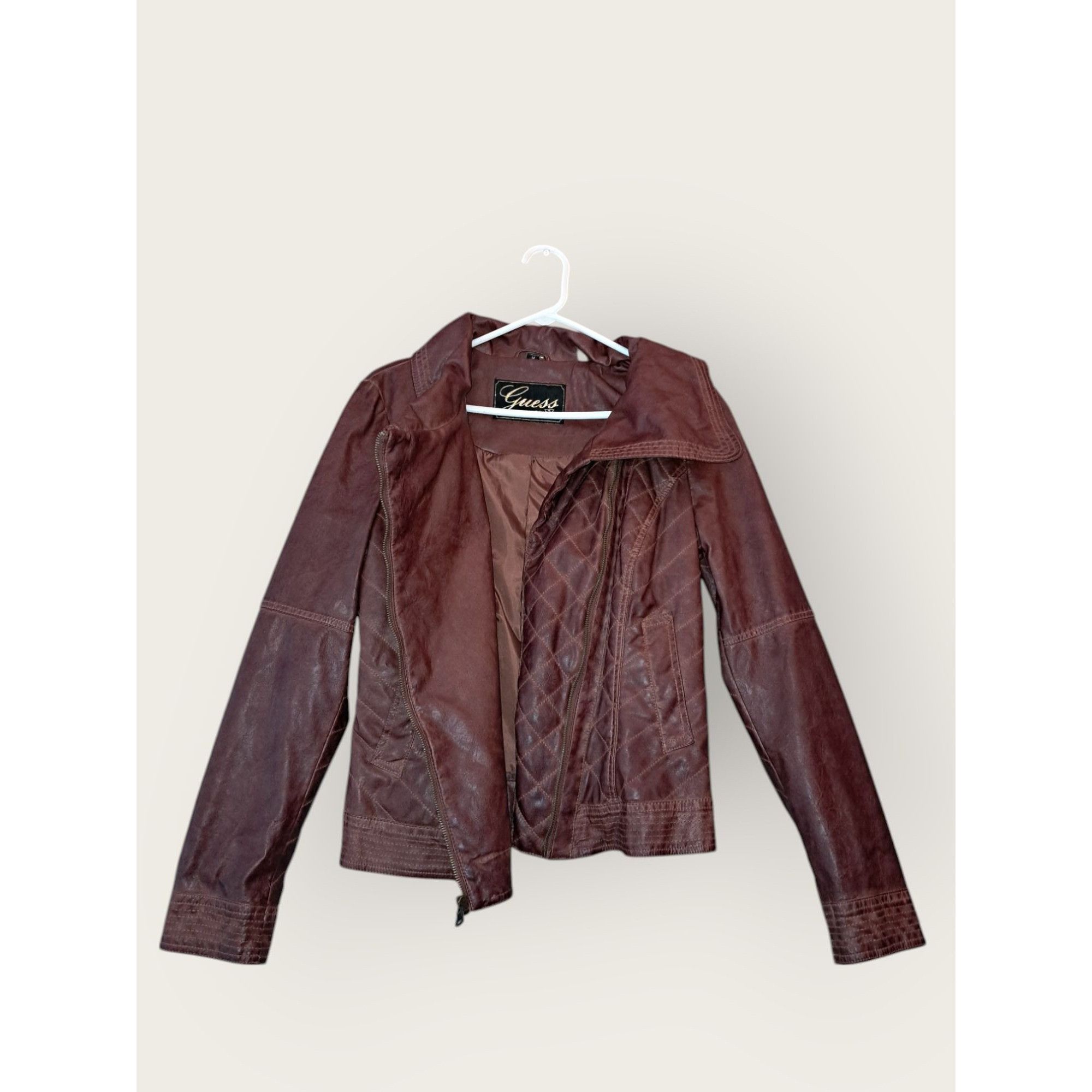 Guess Guess Women's Deep Brown Faux Leather Jacket Size Medium Size M / US 6-8 / IT 42-44 - 2 Thumbnail