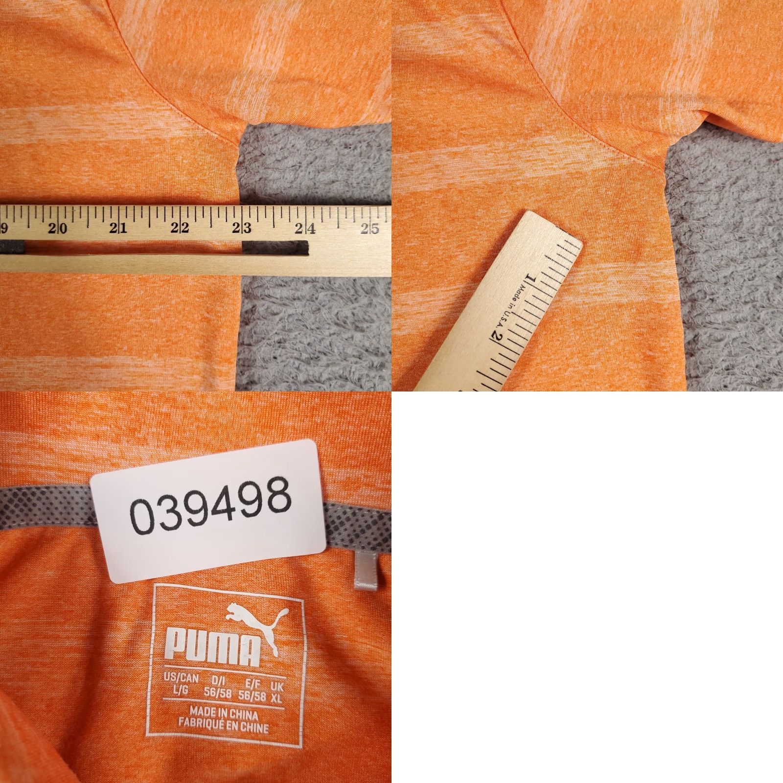 Puma Puma Polo Shirt Mens L Orange Striped Golf Casual Short Sleeve Size US L / EU 52-54 / 3 - 8 Thumbnail