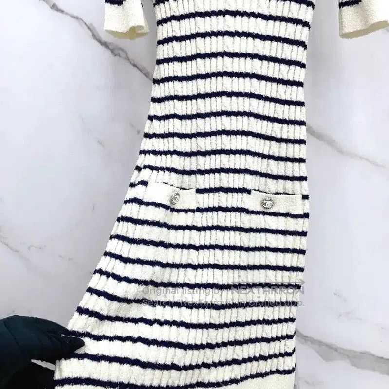Chanel Chanel Striped Wool Blend Short Sleeve Dress . Size S / US 4 / IT 40 - 4 Thumbnail