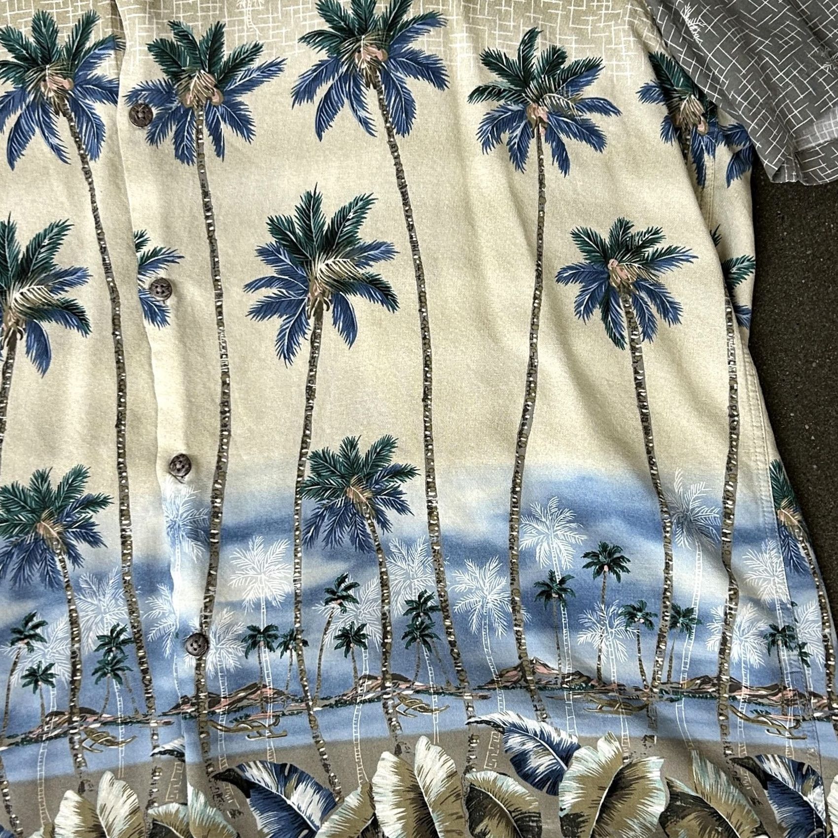 Vintage VINTAGE Island Shores Shirt Mens XL Beige Palm Tree Hawaiian Aloha Beach Button Up Size US XL / EU 56 / 4 - 2 Thumbnail