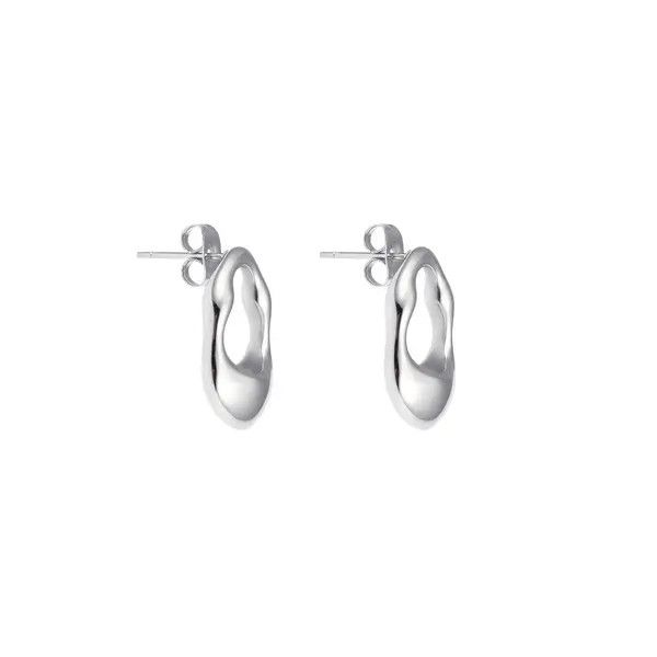 Jewelry Liquid Metal Earrings – Mirror Silver, Easy-Pull Fit Size ONE SIZE - 5 Thumbnail