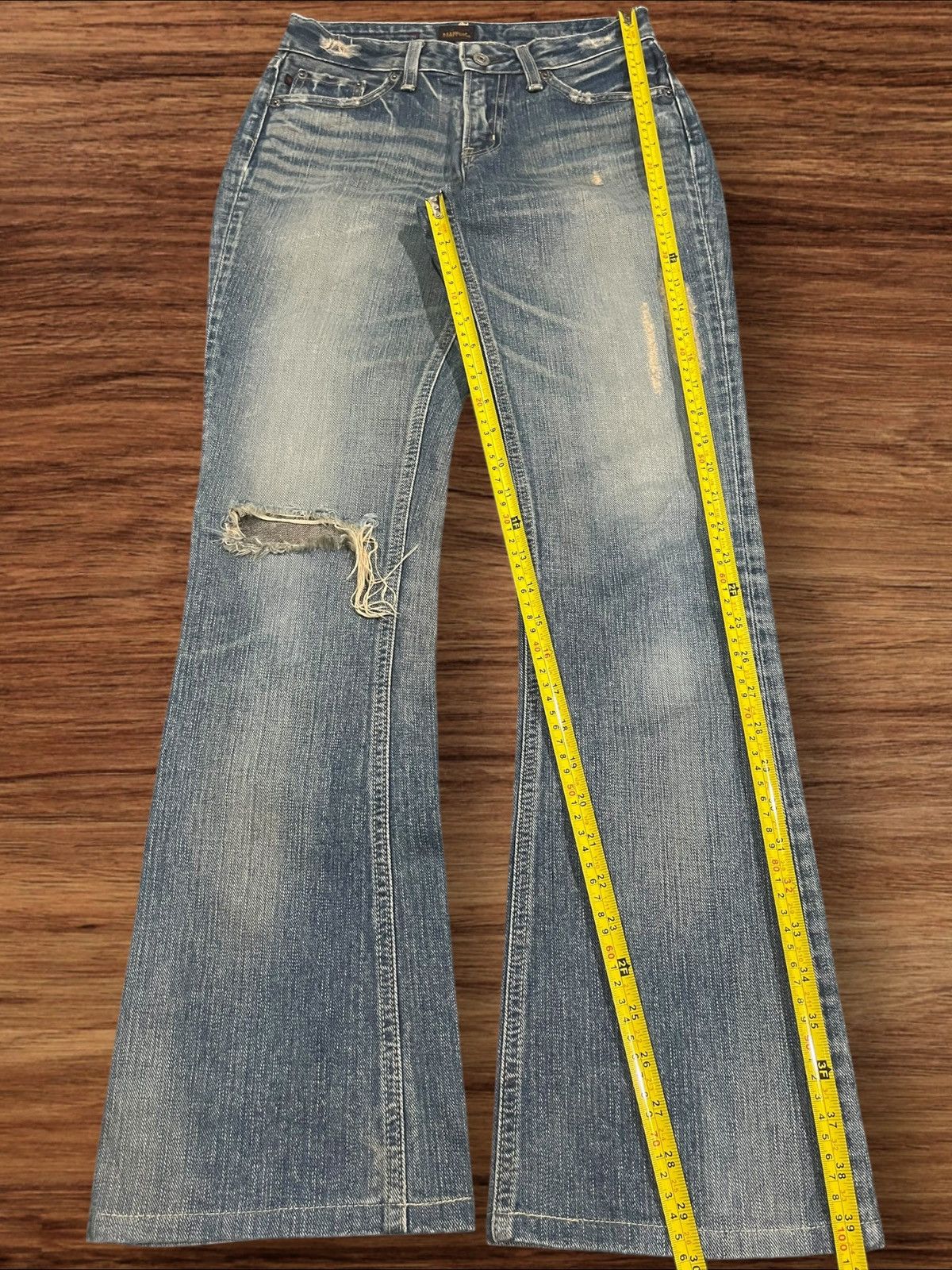 Japanese Brand × Johnbull Vintage Japanese Brappers Distressed Blue Washed Flare Jeans Size 28" / US 6 / IT 42 - 11 Thumbnail