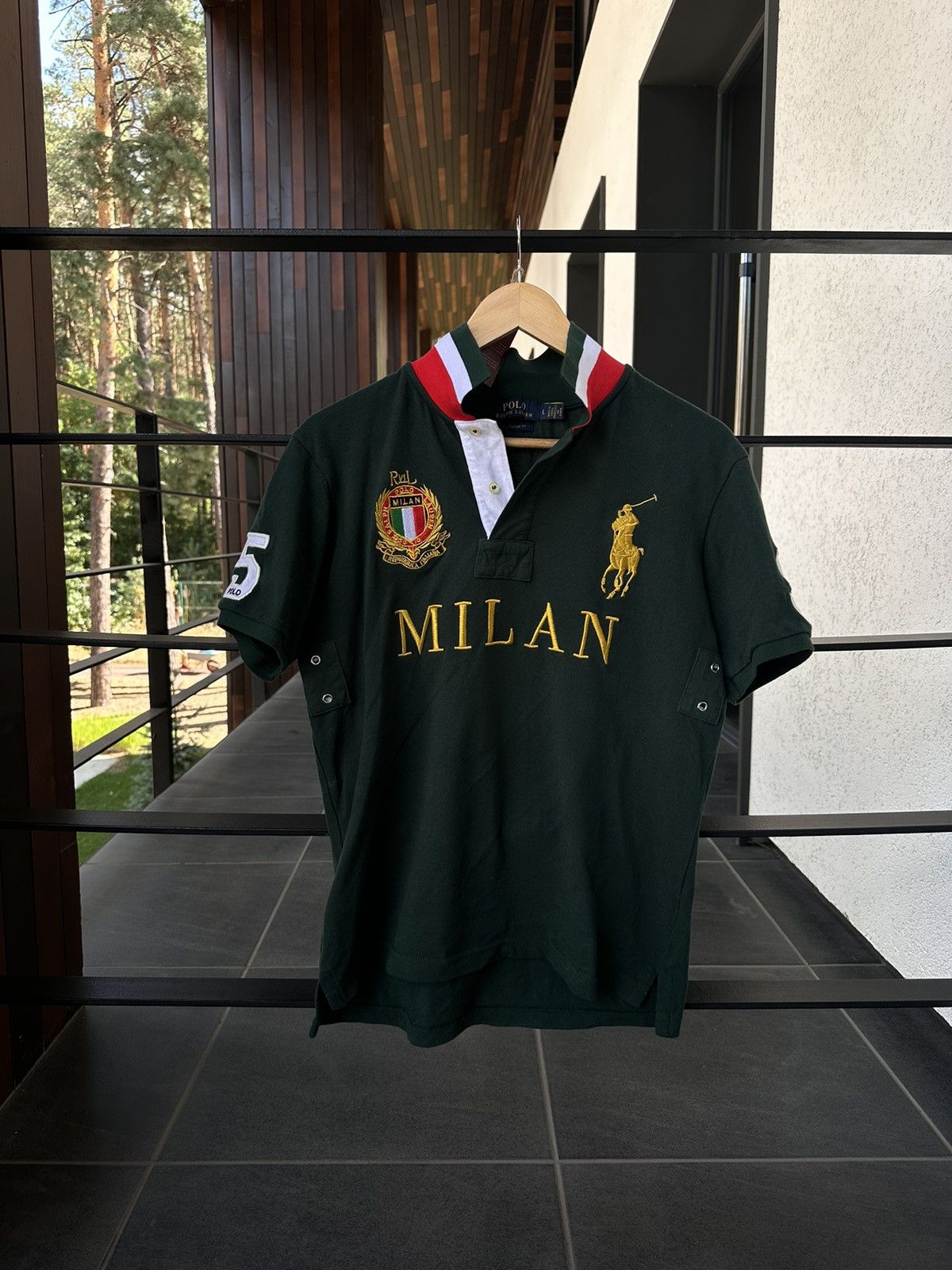 Vintage Polo Ralph Lauren Milan Italy big logo green rare M