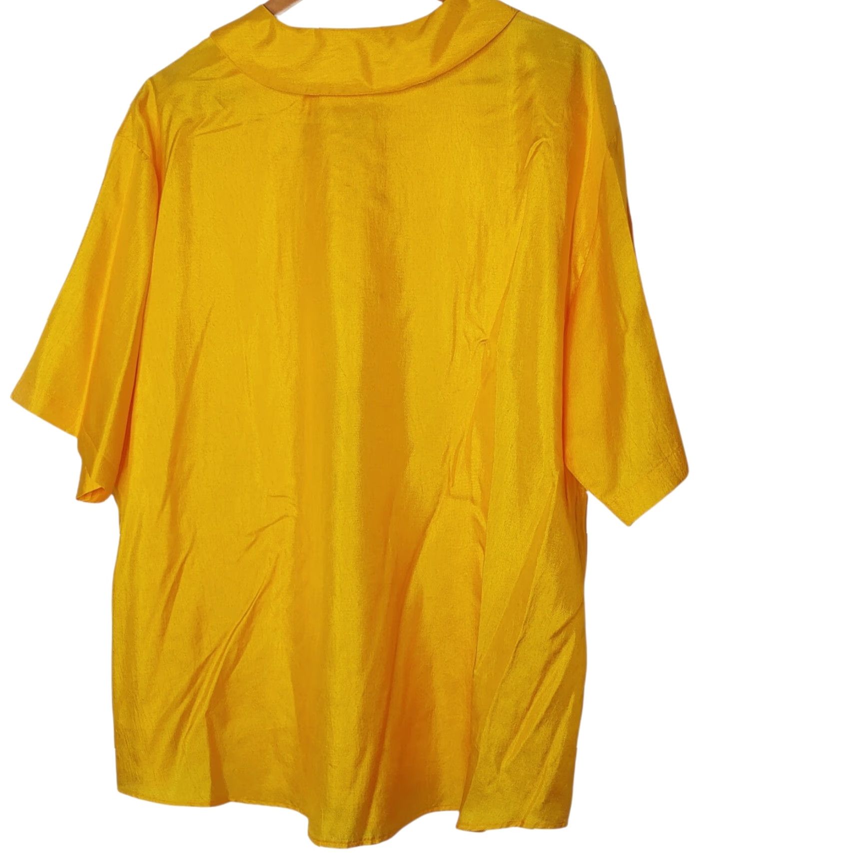 Vintage VINTAGE ACT III Blouse Button-Up Short Sleeve Solid Yellow Shimmer Plus Size 22 Women's Size 3XL / US 20-22 - 2 Thumbnail