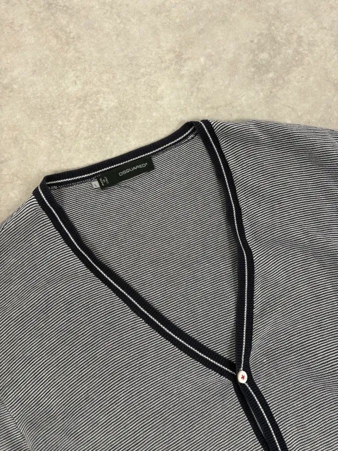 Dsquared2 SS2011 Dsquared2 Navy & White Wool Striped Cardigan Size US M / EU 48-50 / 2 - 5 Thumbnail