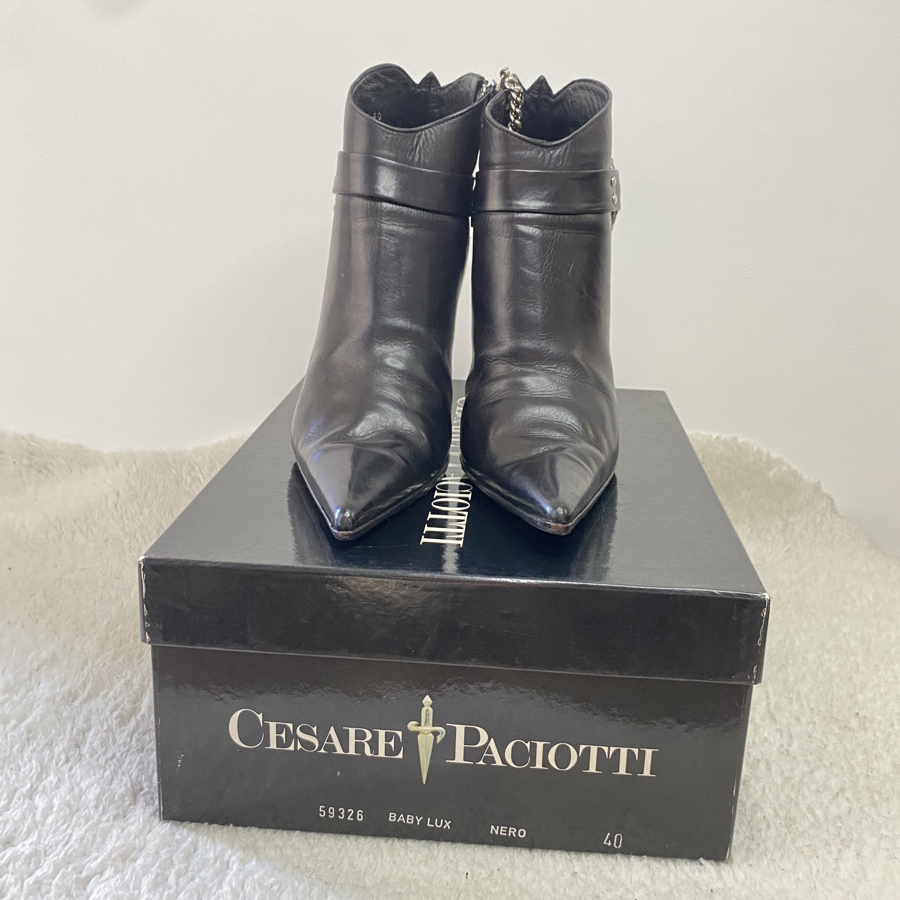 Other Cesare Paciotti Baby Lux Rare Black Leather Ankle Boots Size US 9.5 / IT 39.5 - 1 Thumbnail